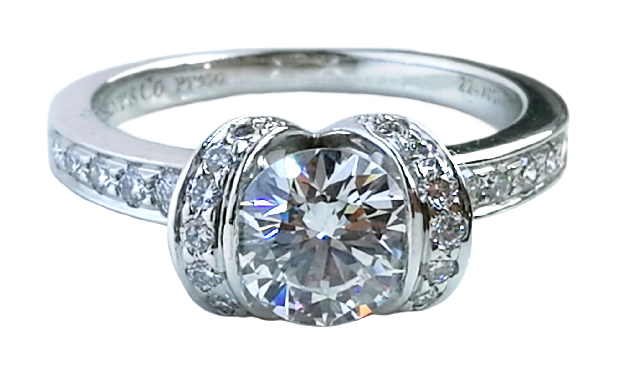 Tiffany & Co. 1.16tcw G/VVS1 Round Brilliant 'Ribbon' Diamond Engagement Ring