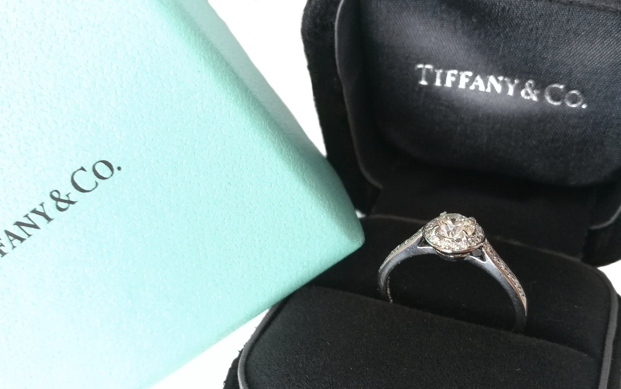 Tiffany & Co. 0.70tcw I/IF Triple-X Embrace Diamond Engagement Ring in box