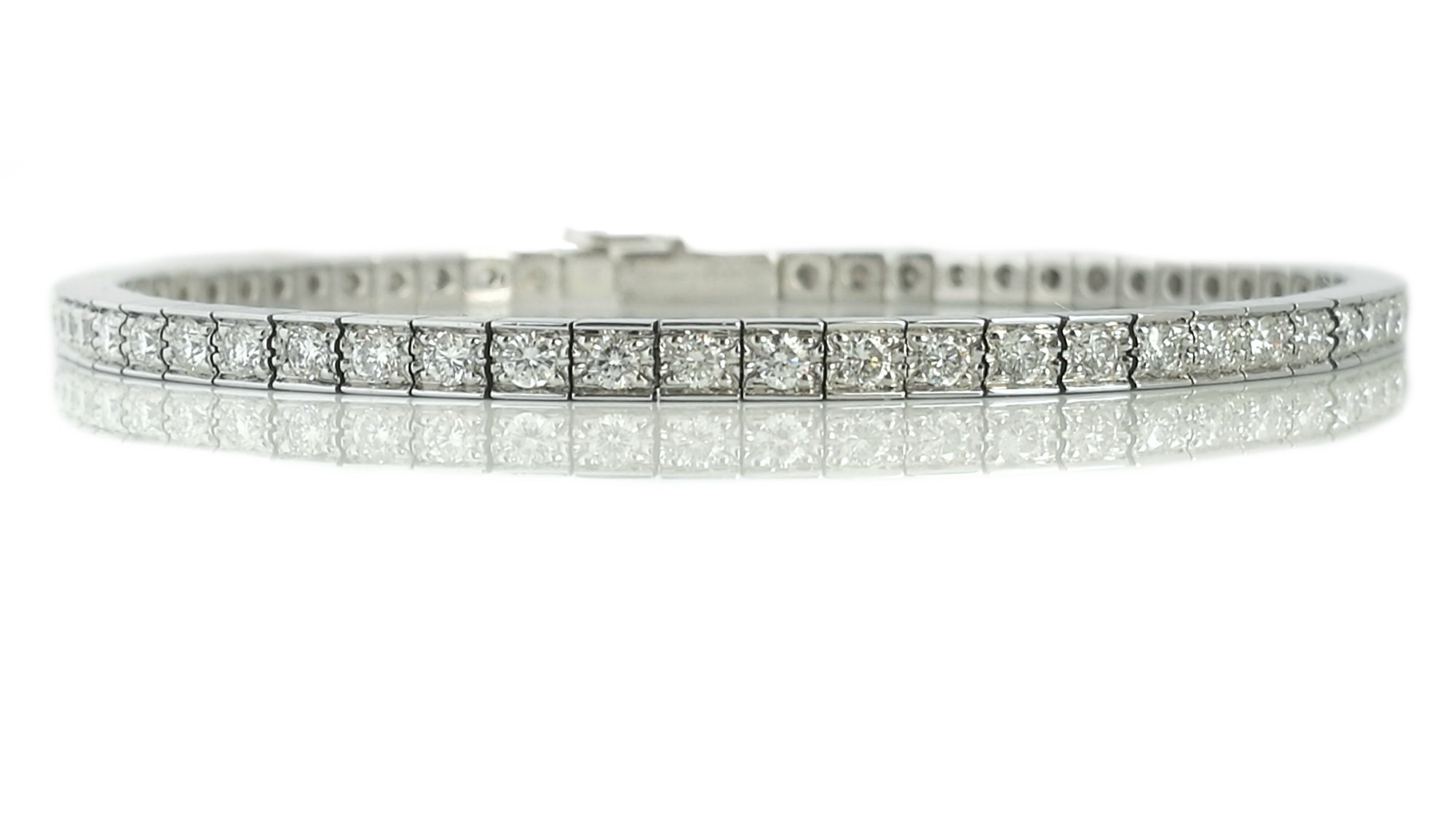 Cartier Lanieres 3mm Tennis 18k White Gold Diamond Bracelet SZ 17 Original Boxes