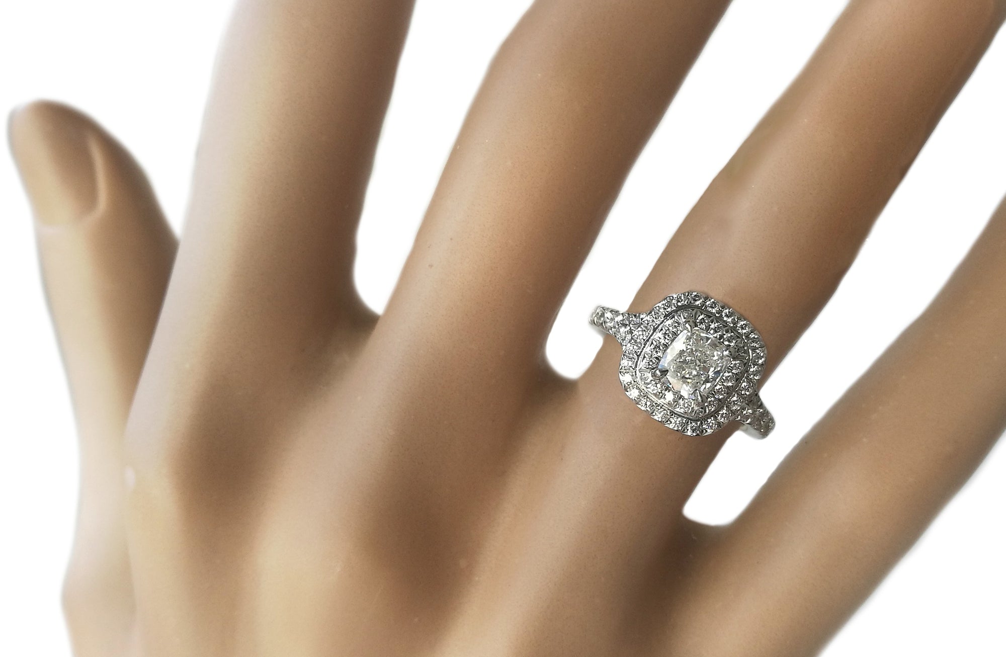 Tiffany & Co. 0.77tcw G/VS1 Soleste Double Halo Diamond Engagement Ring