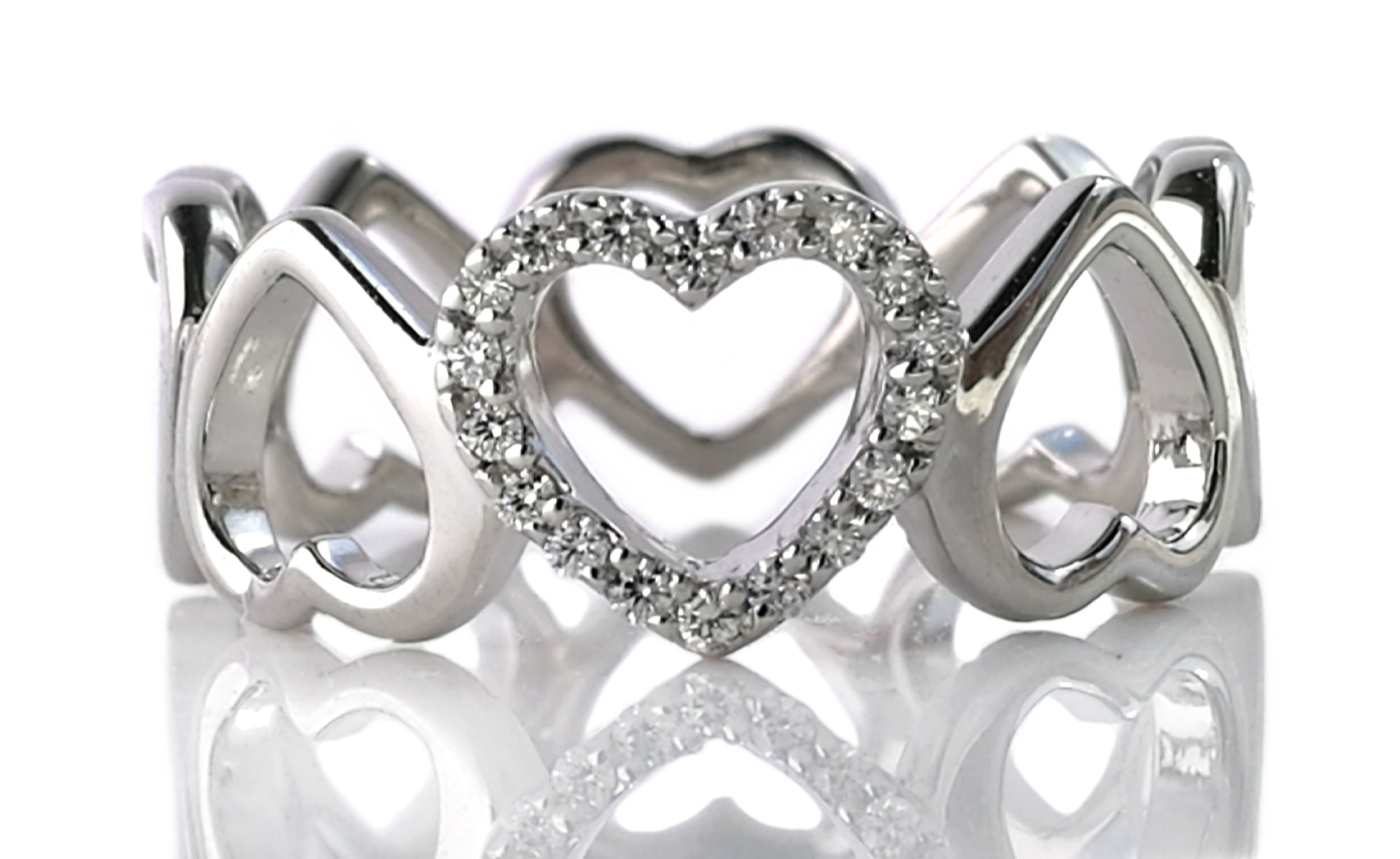 Tiffany & Co. Diamond & 18k White Gold Open Loving Heart Ring, Sz J