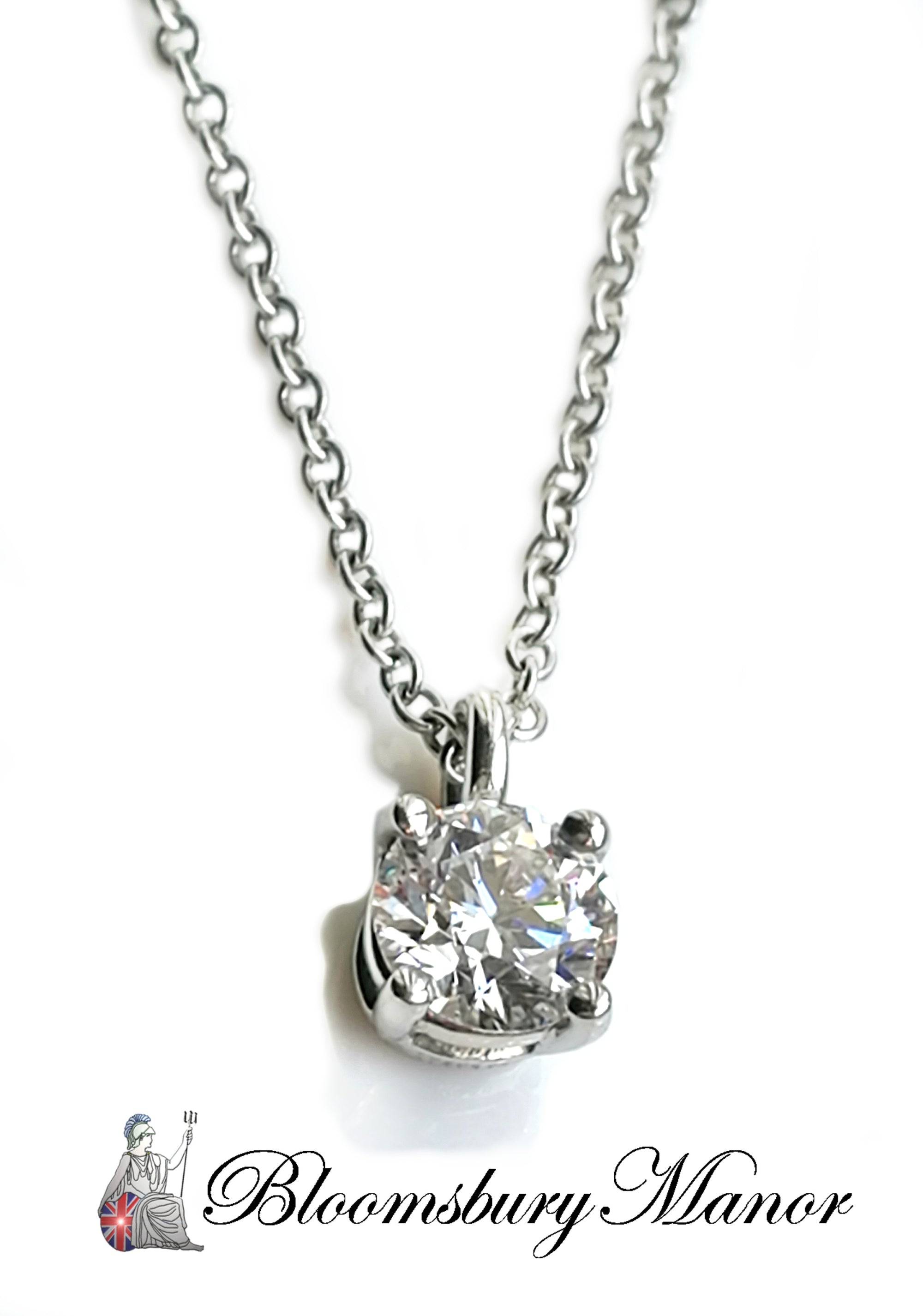 Tiffany & Co .40ct G/VS2 Round Brilliant Diamond Pendant Necklace