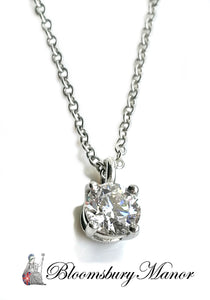 Tiffany & Co .40ct G/VS2 Round Brilliant Diamond Pendant Necklace