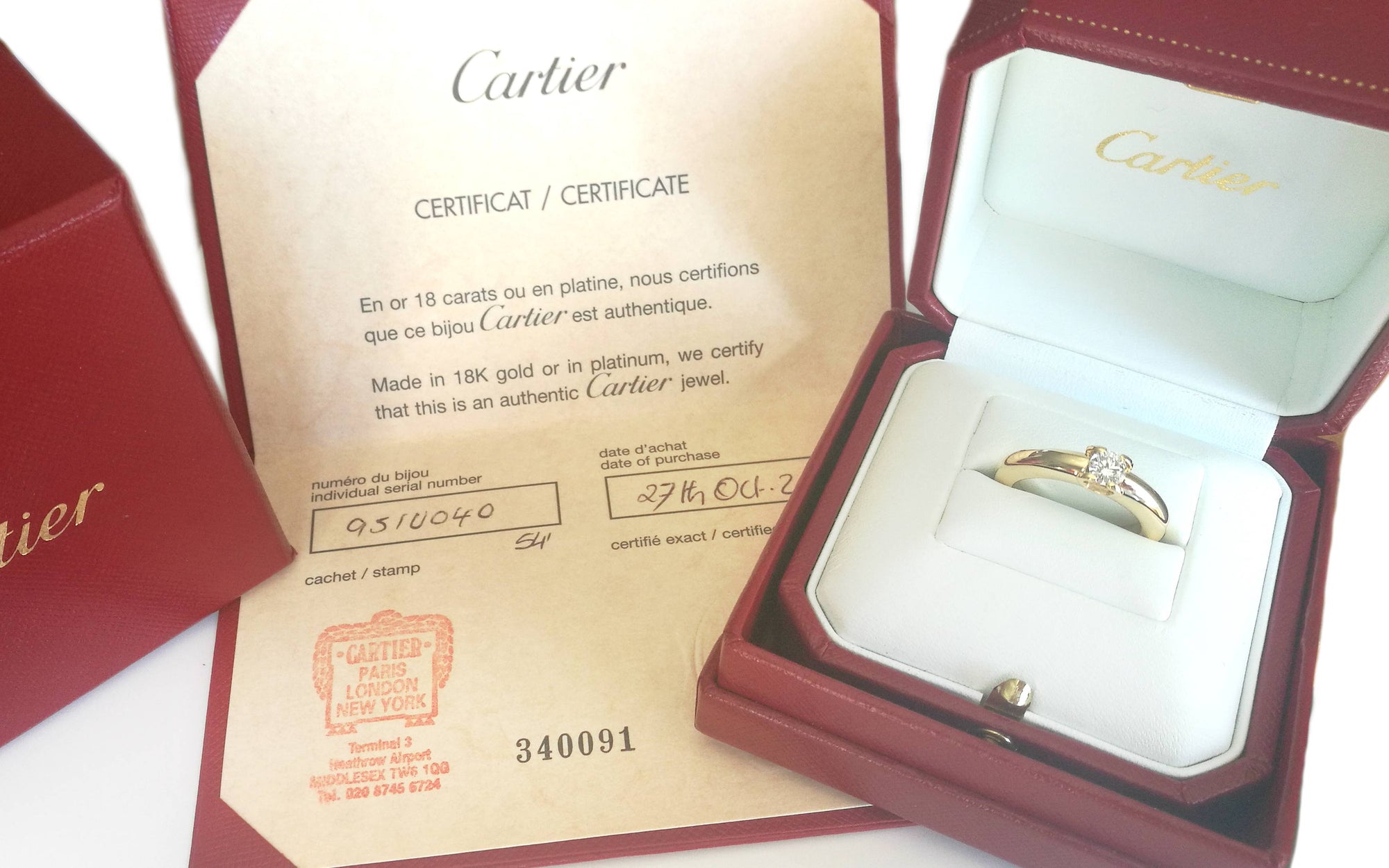 Cartier 0.40ct G/VS Round Brilliant Diamond Engagement Ring in 18k Yellow Gold