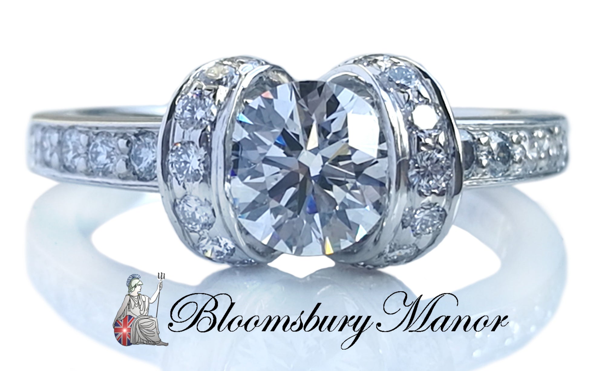 Tiffany & Co .83ct G/VS2 Round Brilliant Diamond Ribbon Engagement Ring SZ I