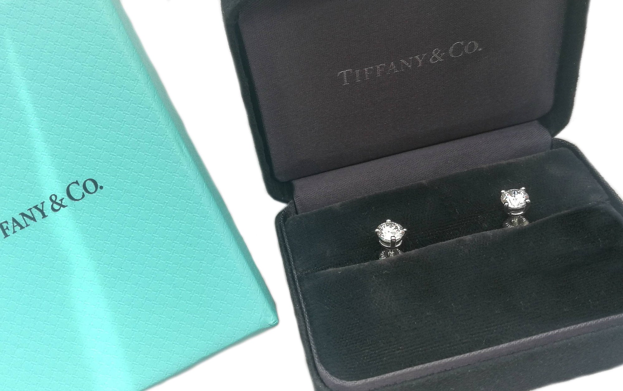 Tiffany & Co. 1.48tcw E/VS1/VS2 Round Brilliant Diamond Platinum Stud Earrings