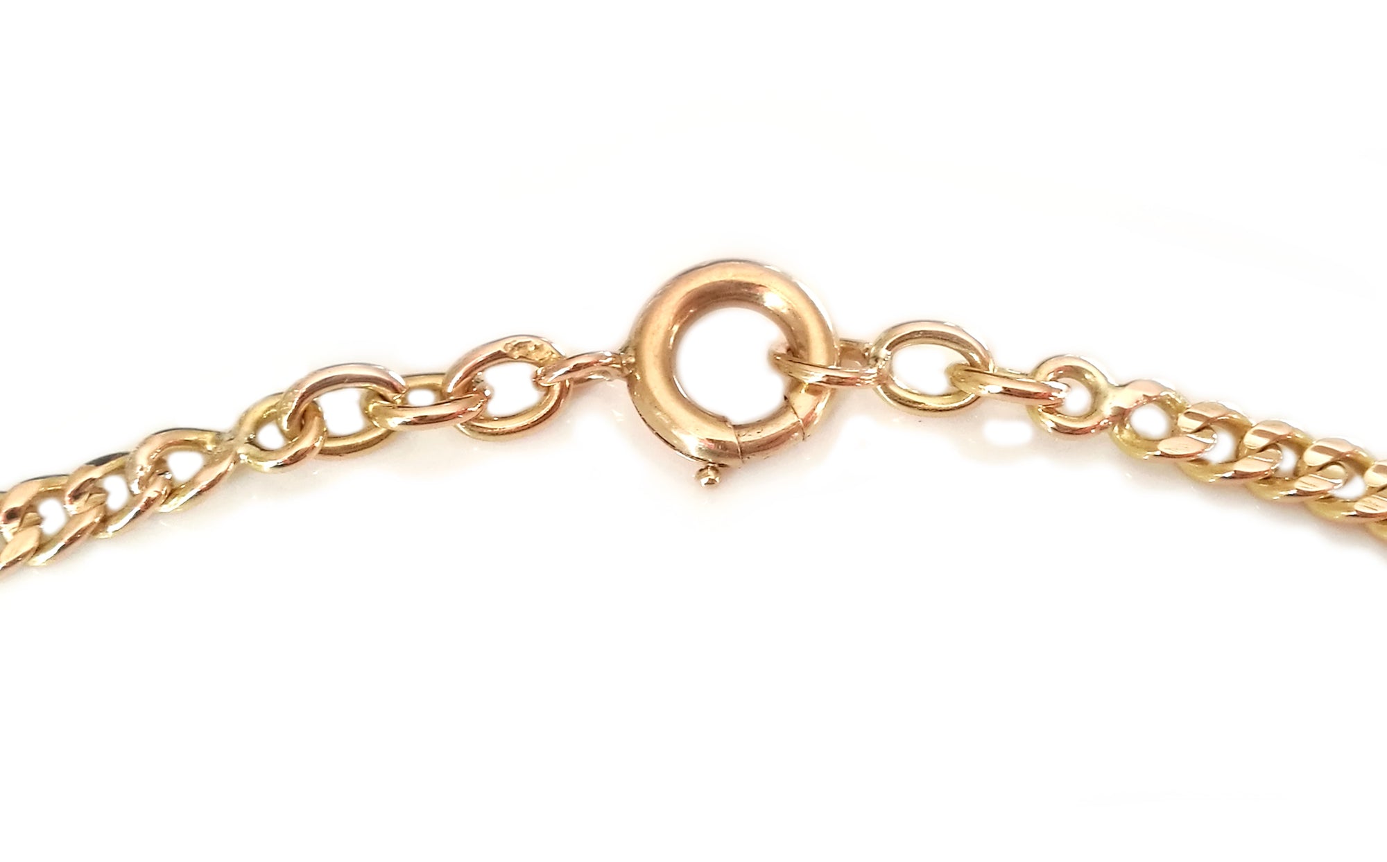 French Antique Victorian 18k Yellow Gold 4mm Flat Curb Link Chain Necklace