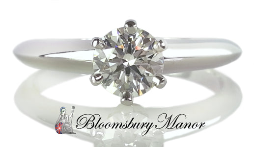 Tiffany & Co .55ct G/VS Round Brilliant Diamond Engagement Ring SZ L