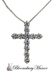Tiffany & Co Large 1.71ct Diamond Cross Pendant Platinum 1 inch 5.3g Boxed