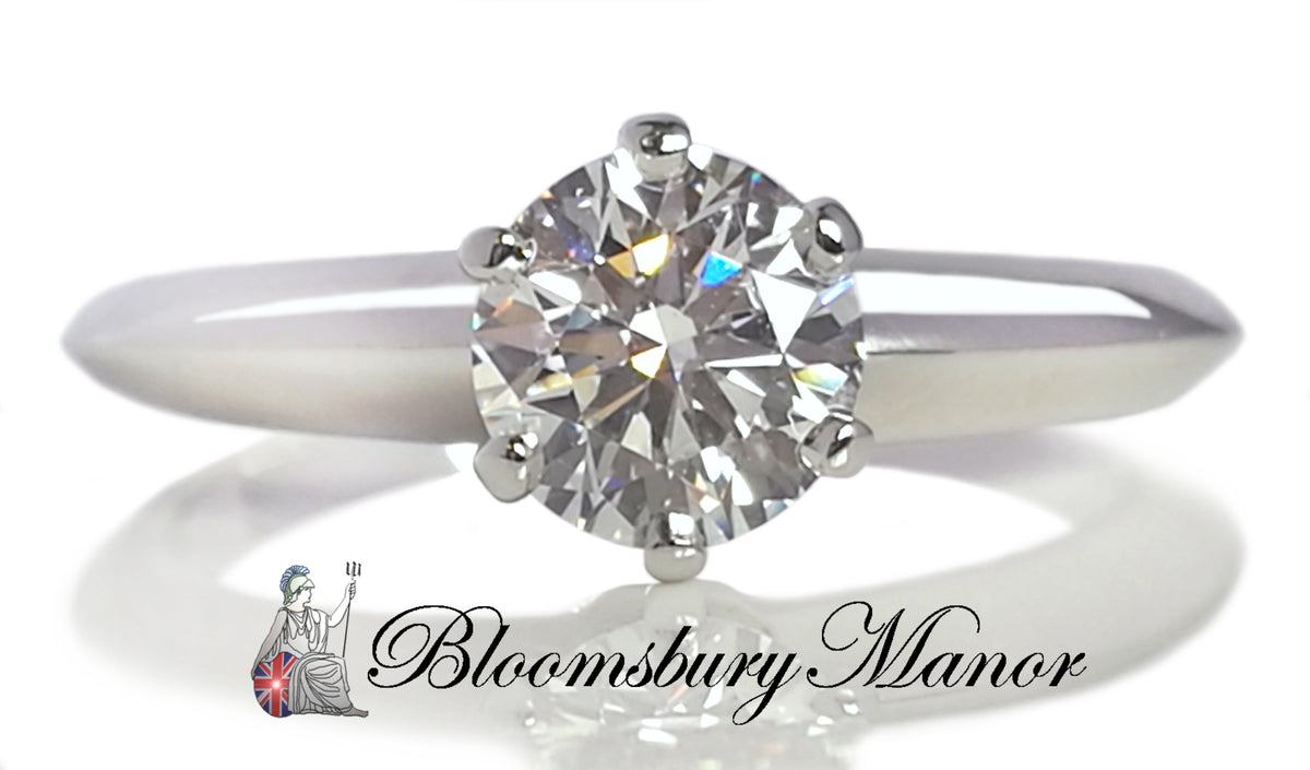 Tiffany & Co .68ct G/VS1 Round Diamond Diamond Engagement Ring Certificate SZ K