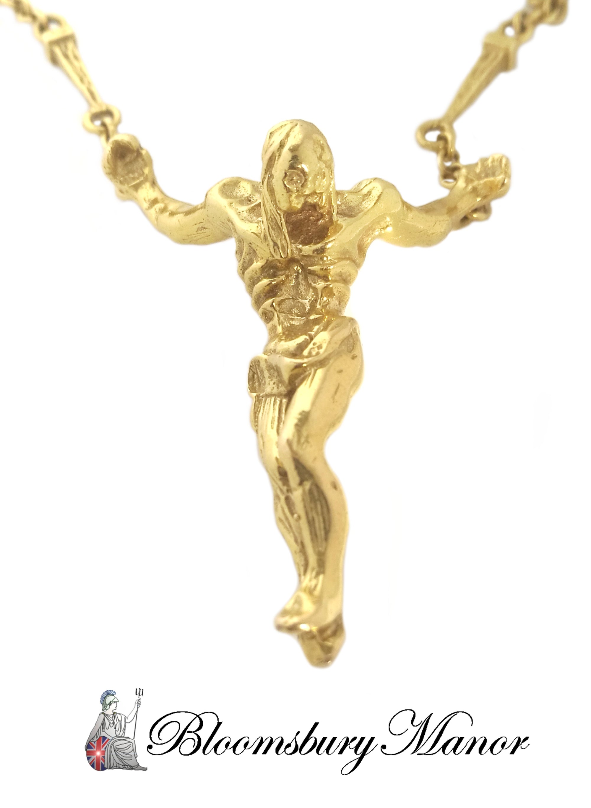 Salvador Dali 18k Gold Christ of St John of the Cross Cruxifiction Pendant 17in