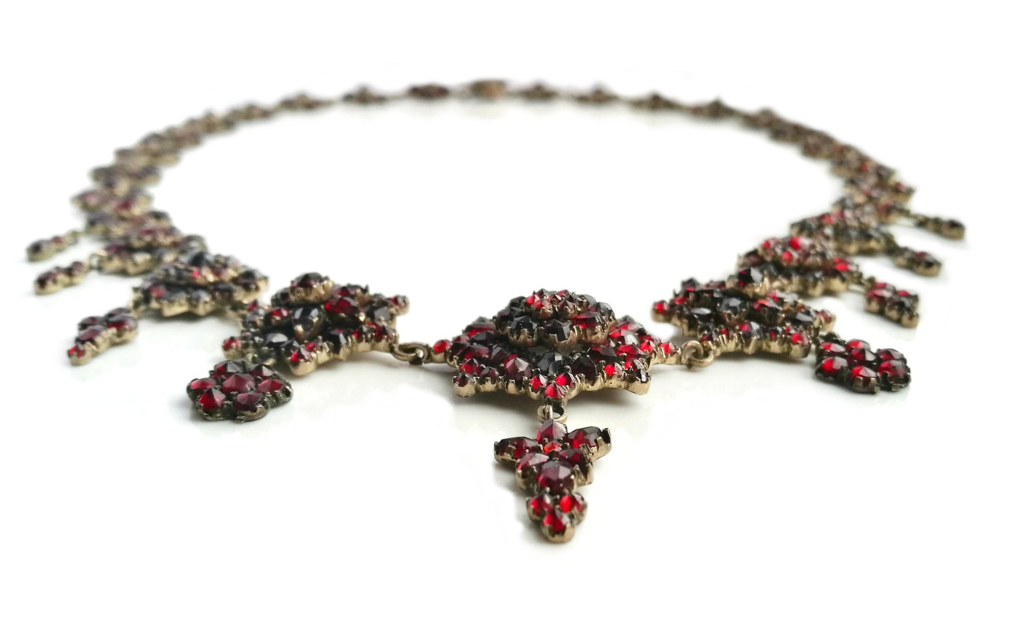Victorian Antique Bohemian 1890s Garnet Necklace, 19 inch