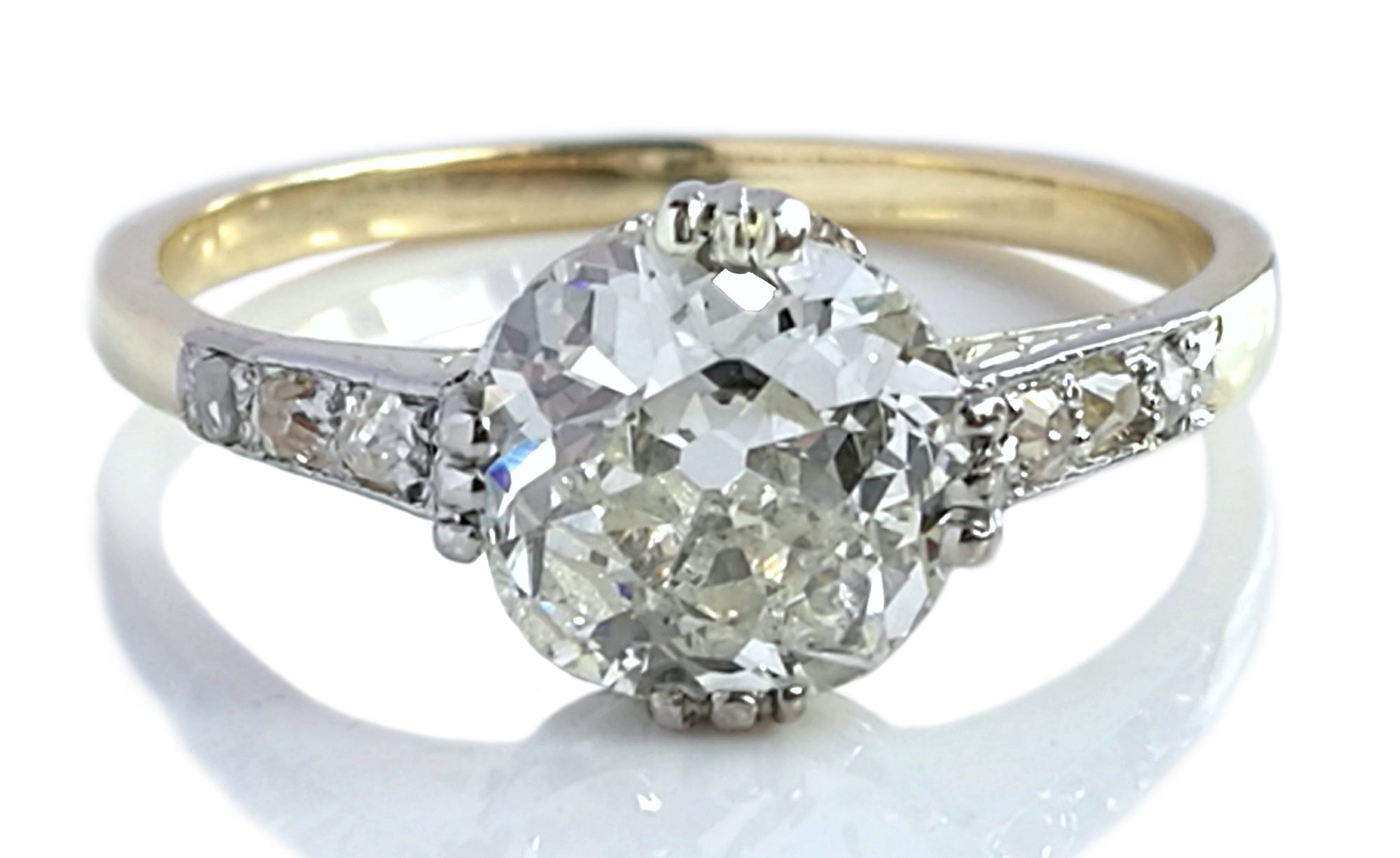 Antique Victorian 1.45ct Old Cut Diamond 14k Gold Engagement Ring