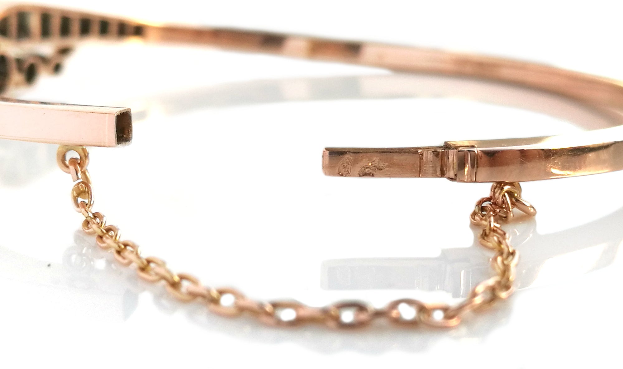 Victorian French 1.35tcw Old Cut & Rose Cut Diamond Bangle in 18k Rose Gold