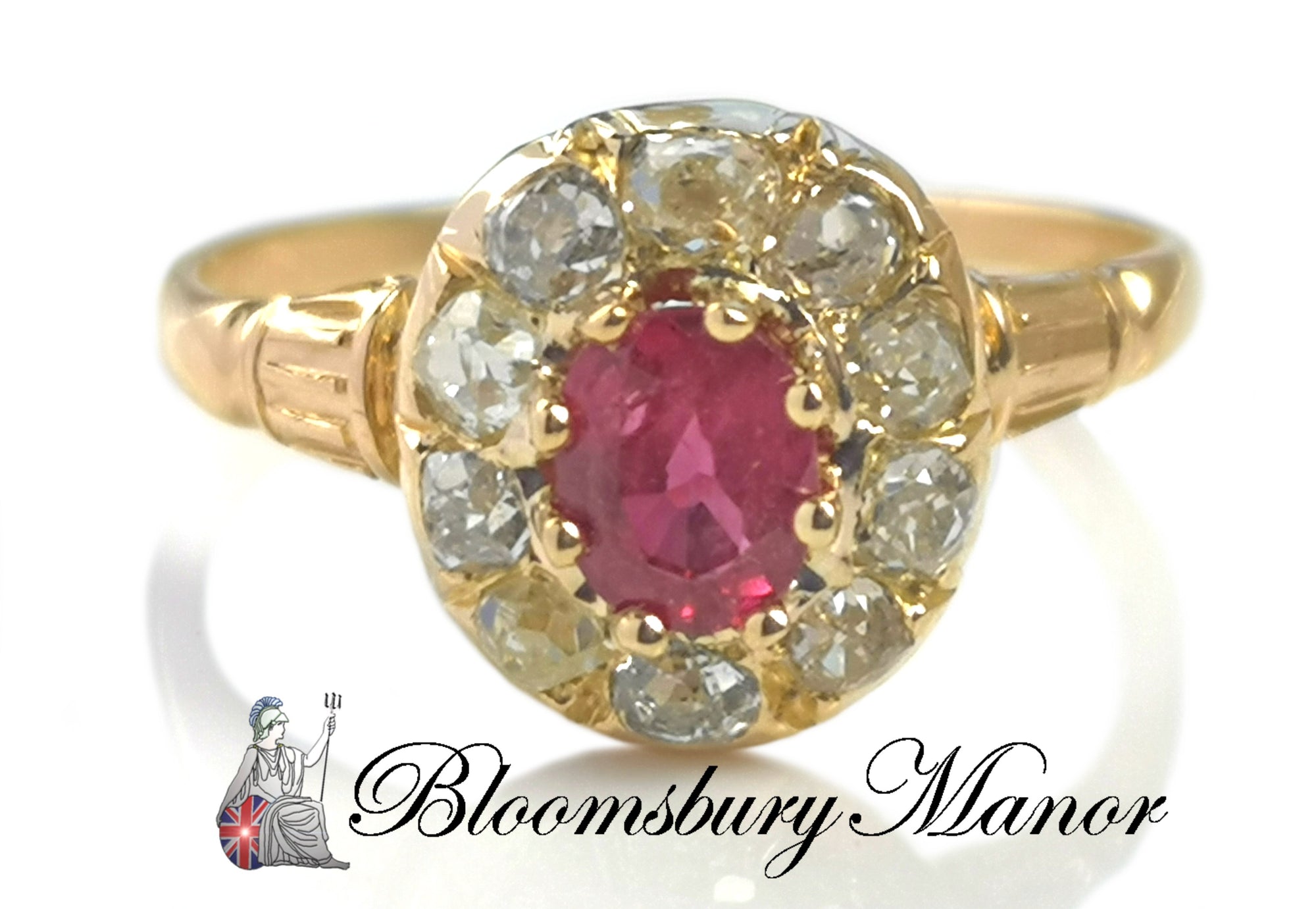 Antique Victorian French 0.55ct Ruby & Diamond Cluster Ring in 18k Yellow Gold