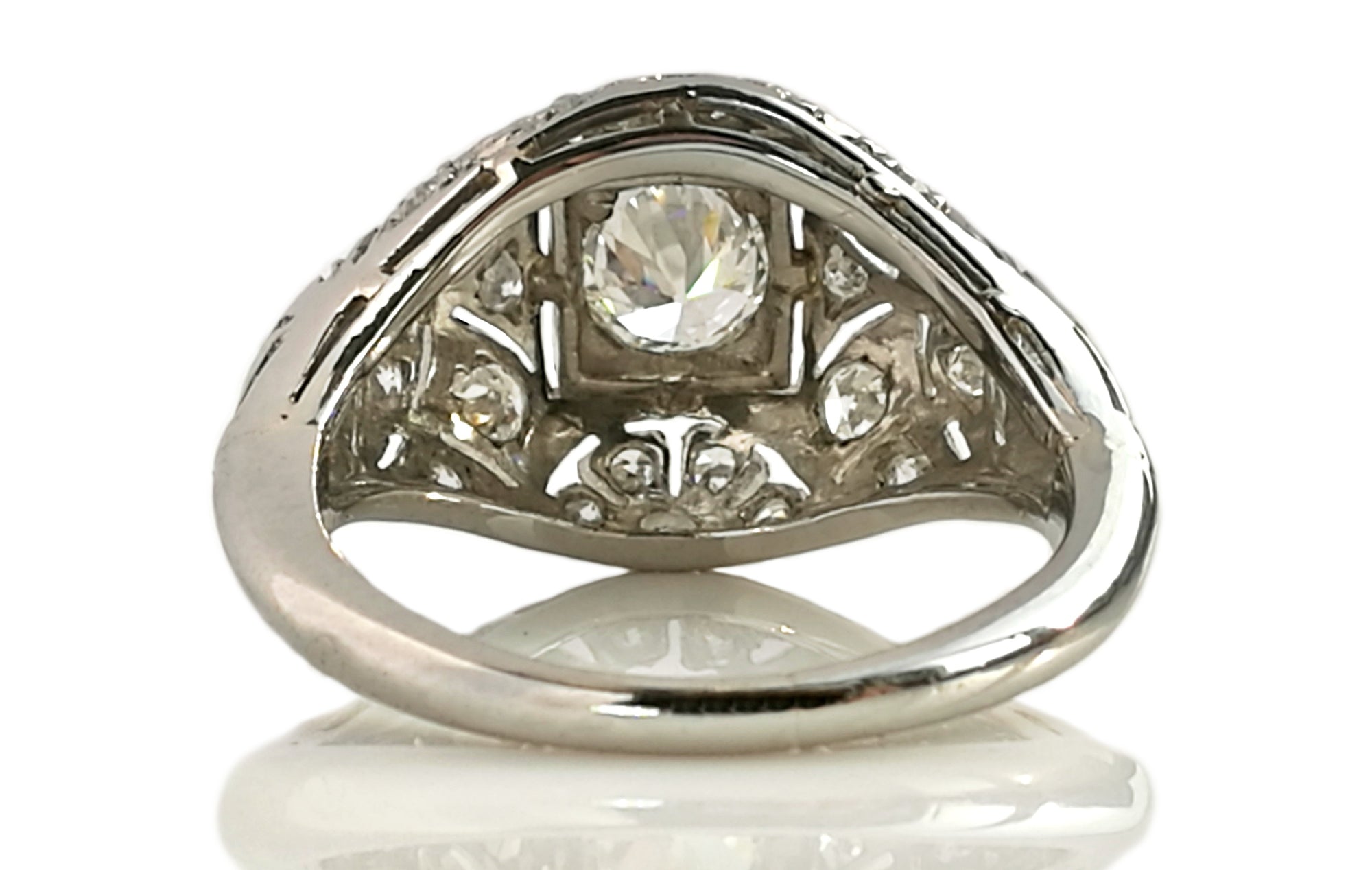 Original Art Deco 1ct Old Cut Diamond Bombe Platinum Engagement Ring