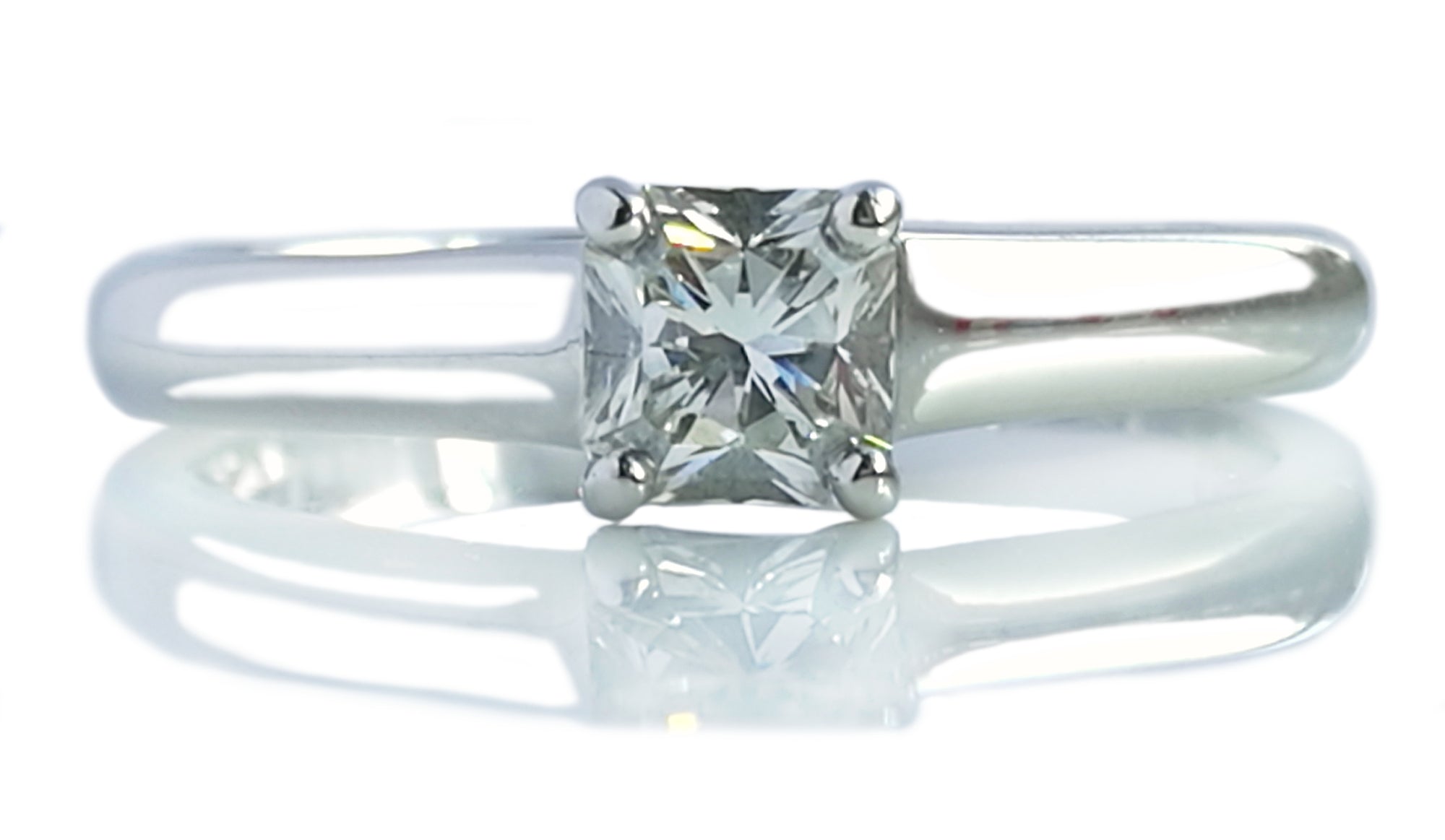Tiffany & Co. 0.40ct H/VVS2 Lucida Square Cut Diamond Engagement Ring