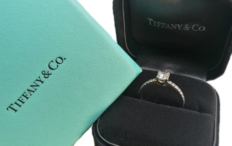 Tiffany & Co. 0.49tcw I/IF Novo Diamond Engagement Ring with boxes