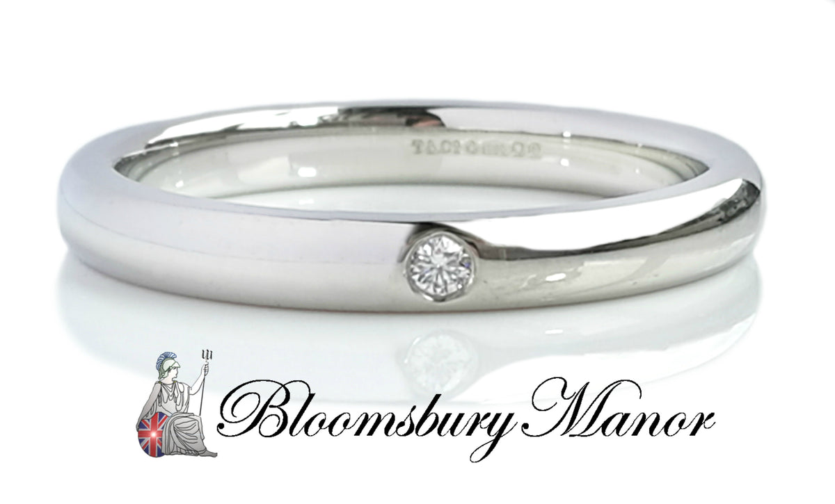 Tiffany & Co .02ct Elsa Peretti Diamond Platinum Wedding Ring SZ O