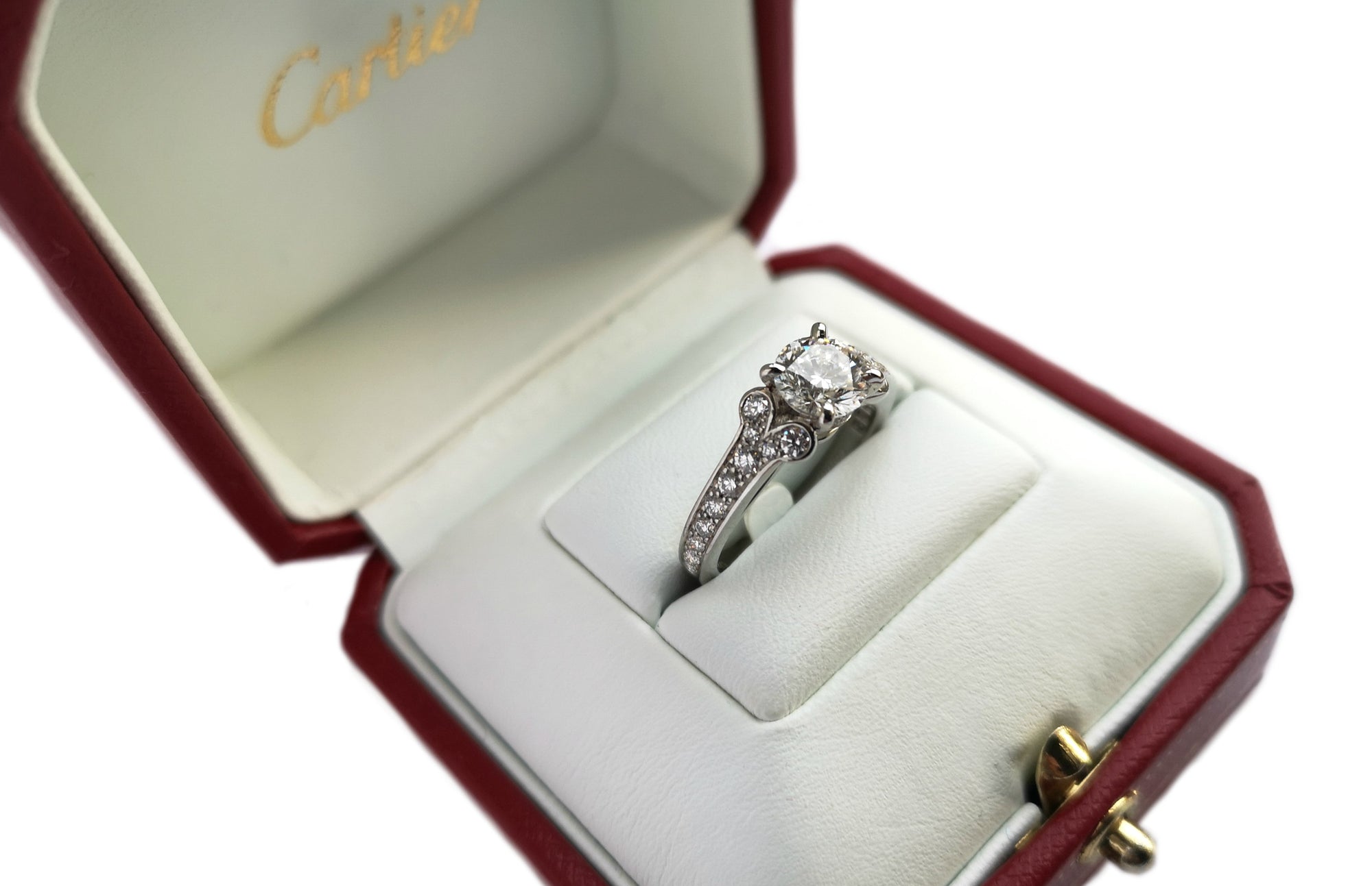Cartier 1.18ct E/VVS1 Triple XXX Ballerine Round Brilliant Diamond Engagement Ring