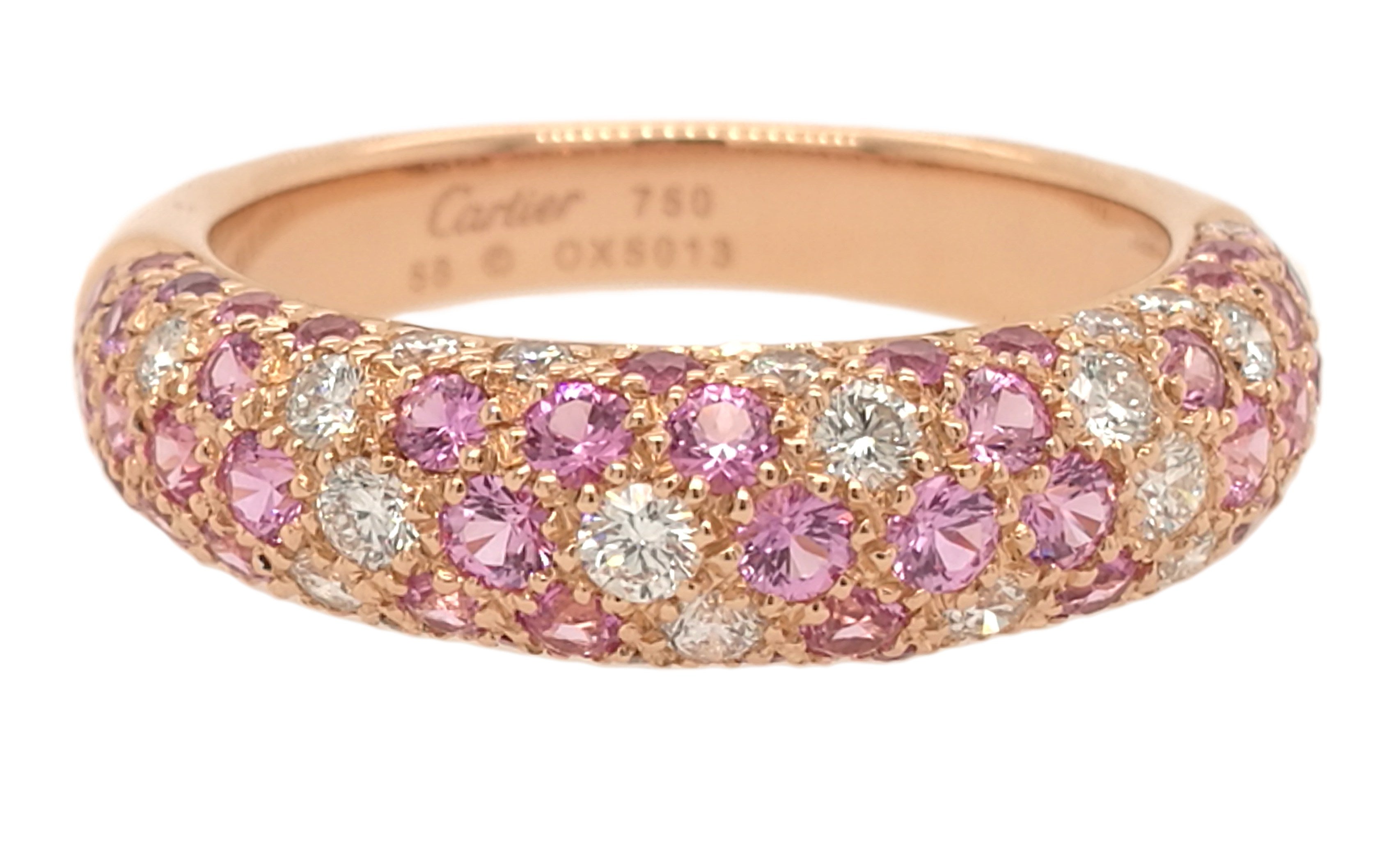 Cartier 18k Rose Gold Mimi Pink Sapphire & Diamond Ring