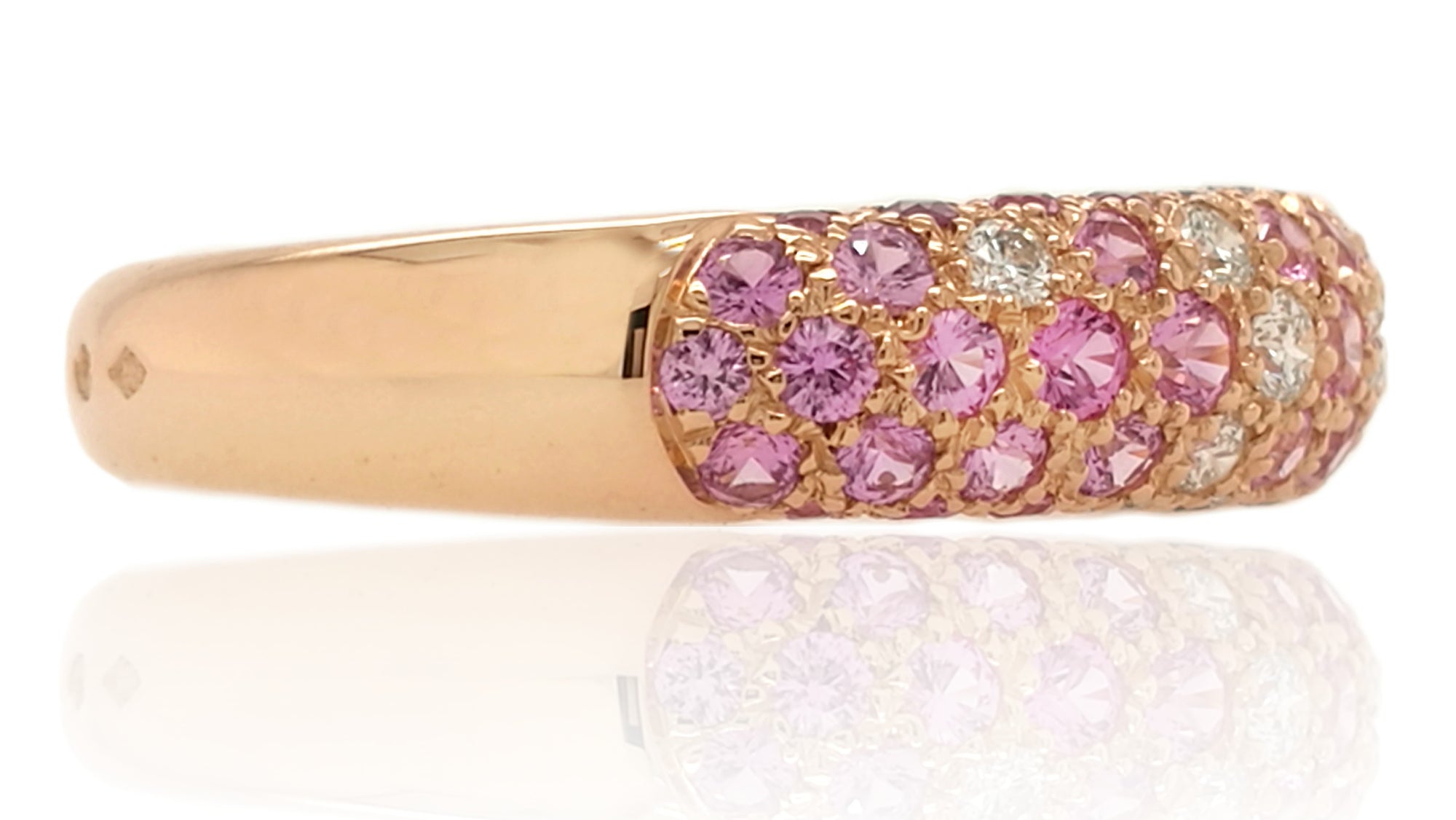 Cartier 18k Rose Gold Mimi Pink Sapphire & Diamond Ring, Size 58