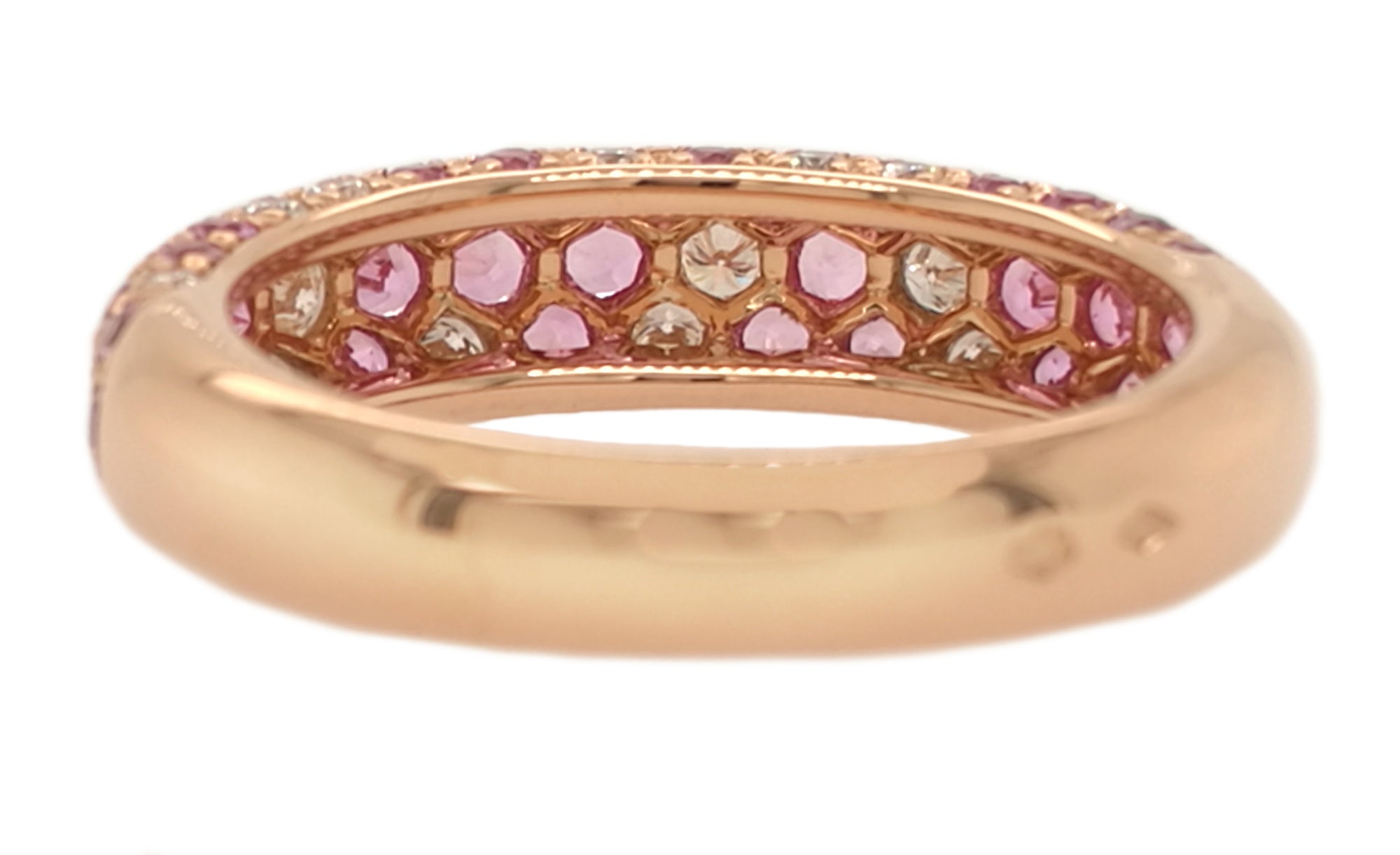 Cartier 18k Rose Gold Mimi Pink Sapphire & Diamond Ring, Size 58