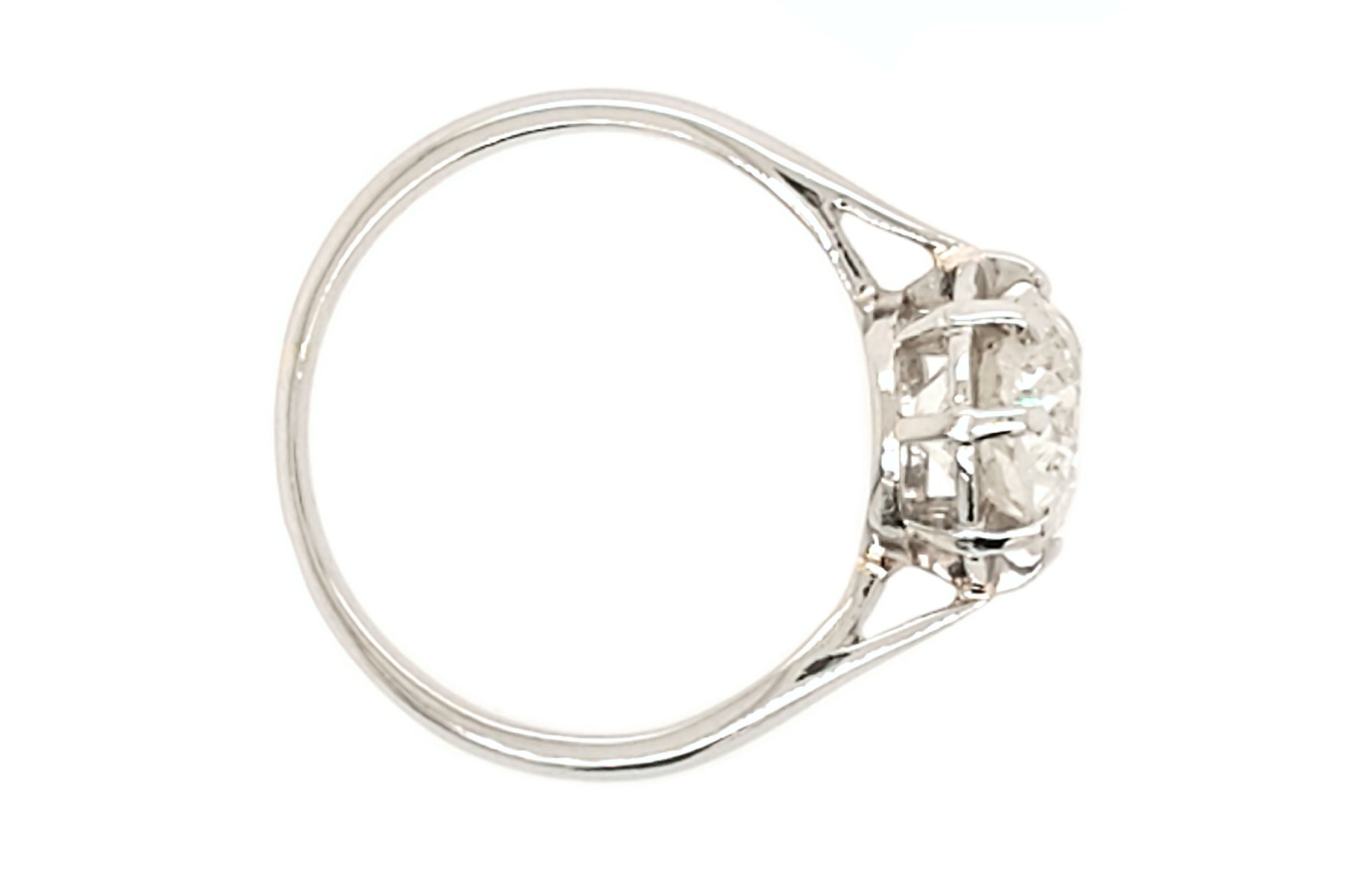 1920s Antique French 1.51ct Old Cut Diamond Engagement Ring in Platinum