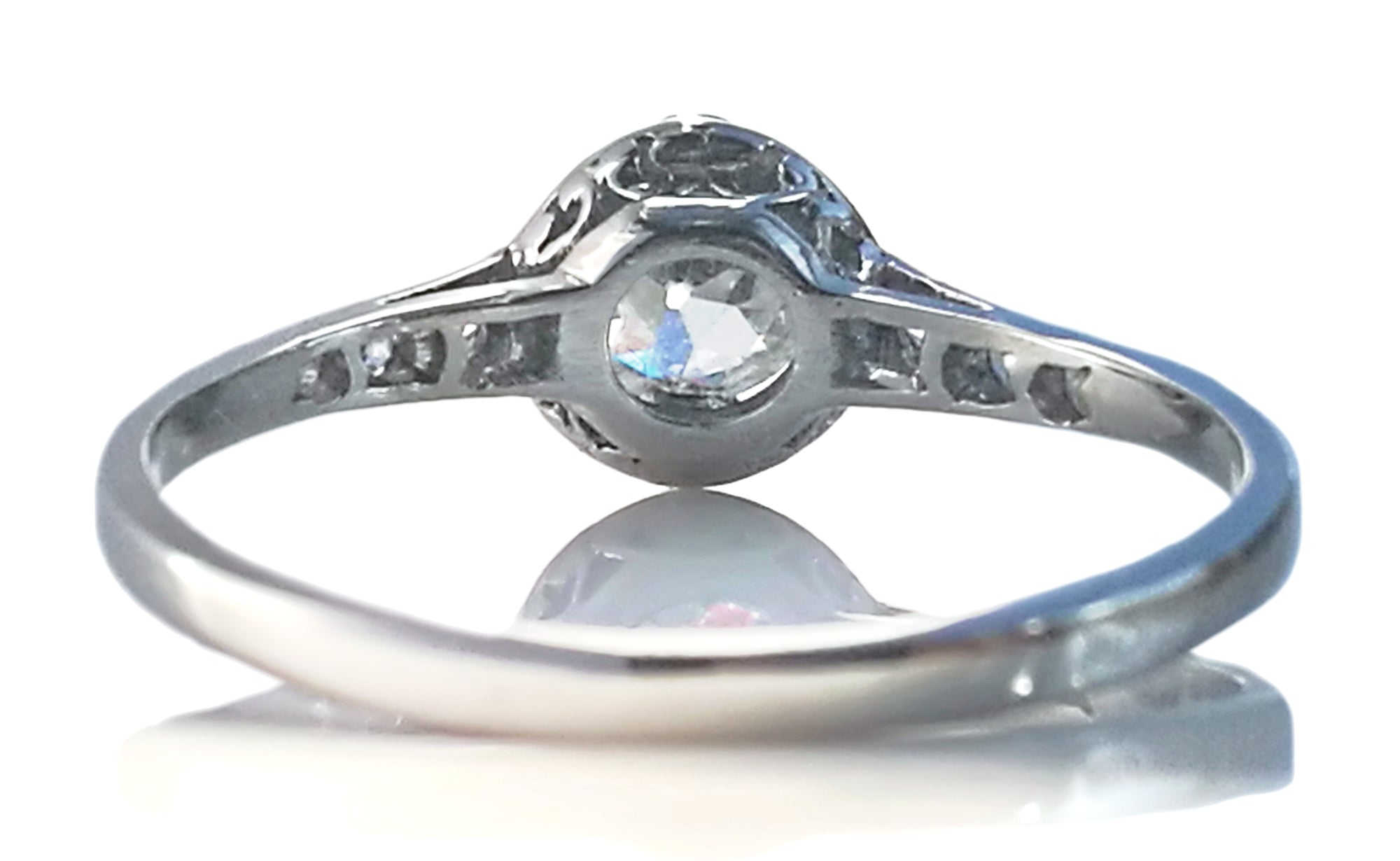 1920s French Antique Art Deco .45ct G/VS Old Cut Diamond Engagement Ring Platinum