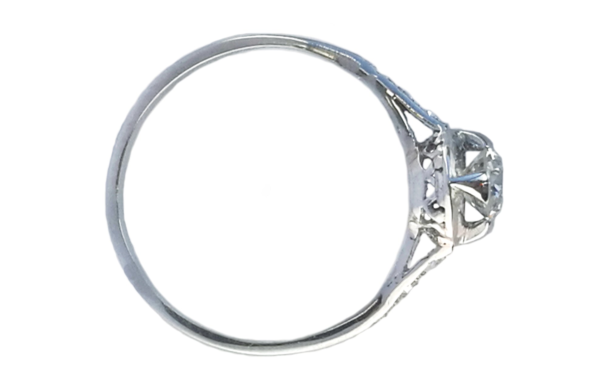 1920s French Antique Art Deco .45ct G/VS Old Cut Diamond Engagement Ring Platinum