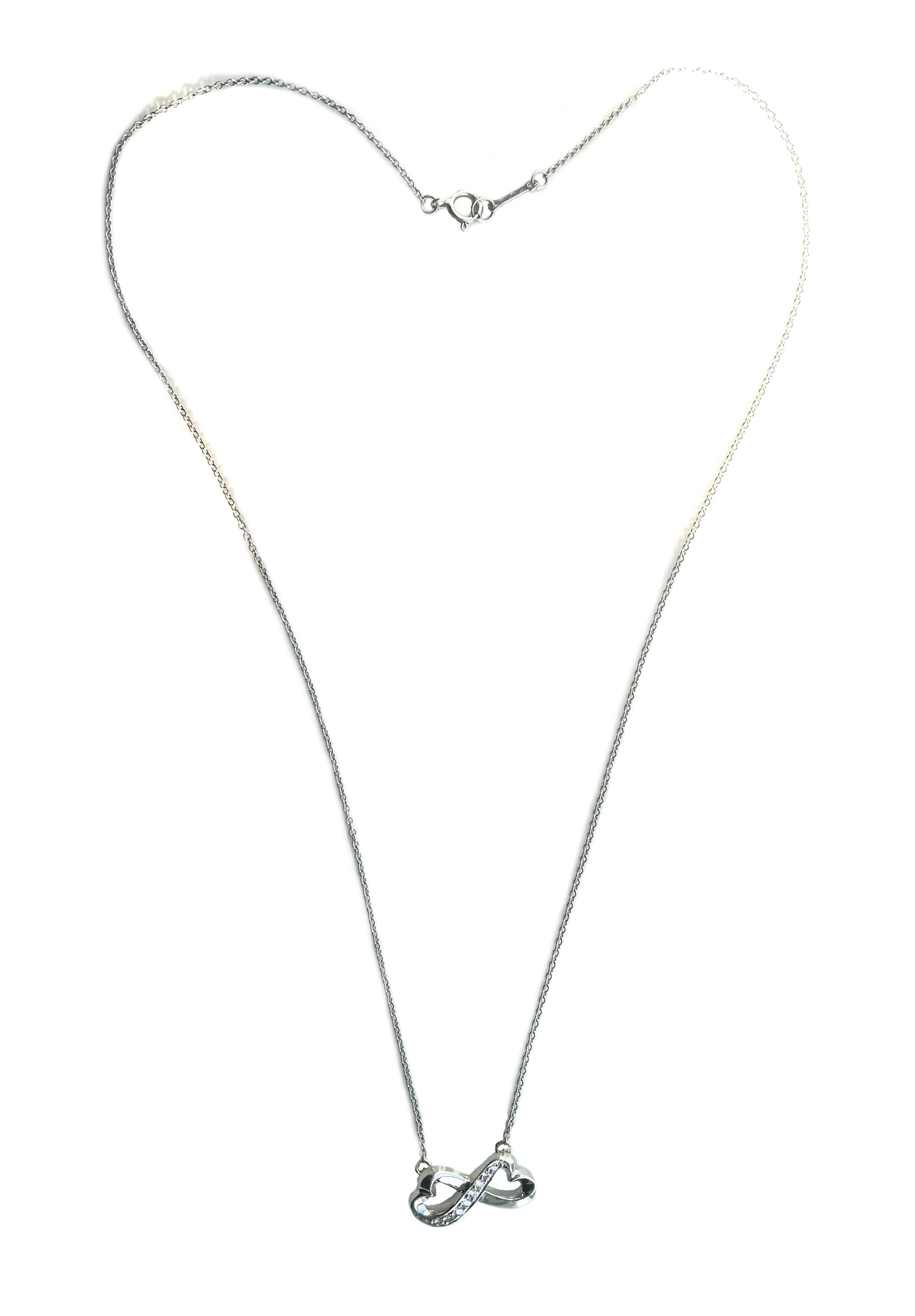 Tiffany & Co Paloma Picasso 18k White Gold Double Diamond Loving Hearts Necklace