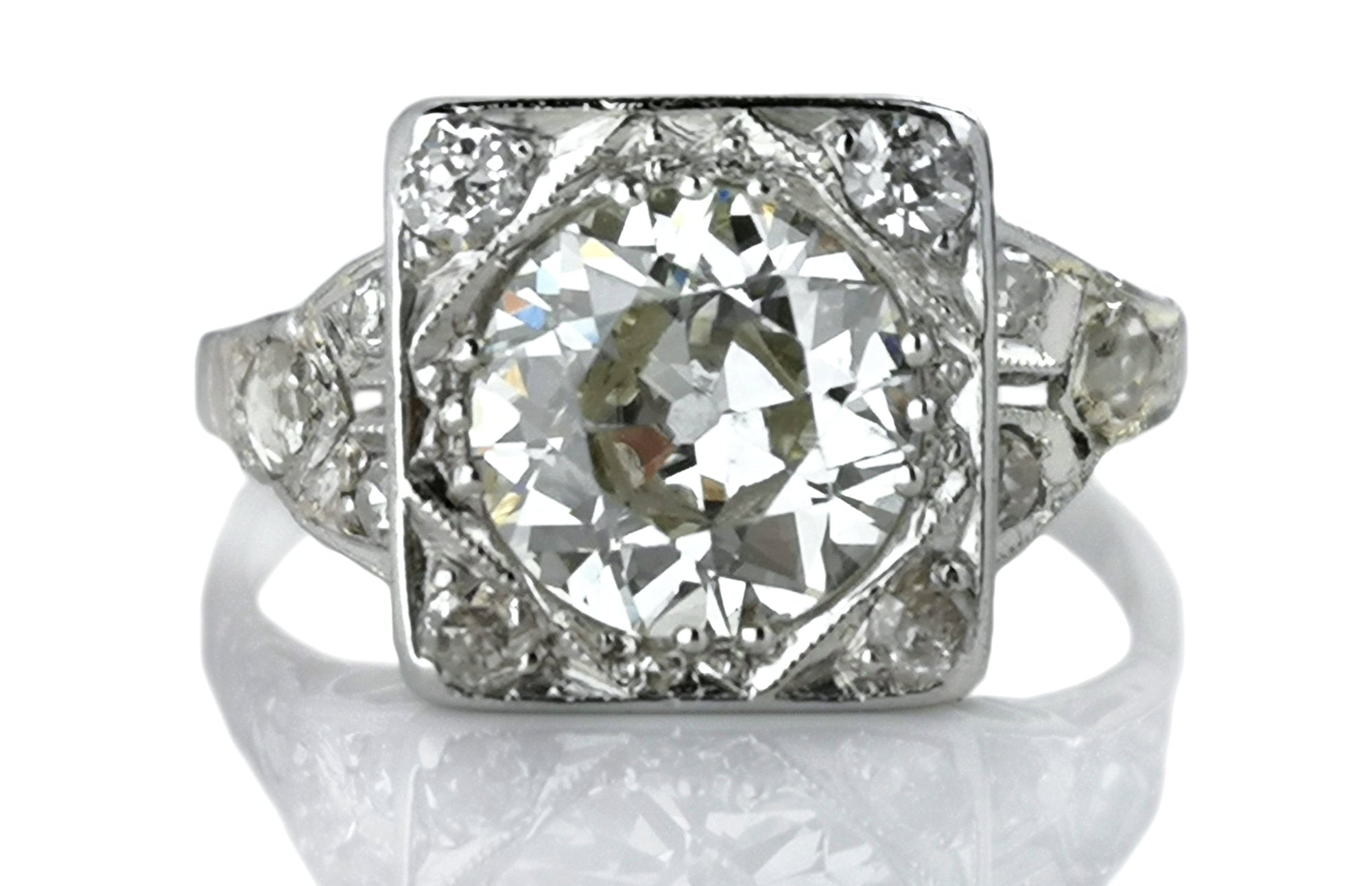 Antique Art Deco 1.44ct Old European Cut Diamond Engagement Ring