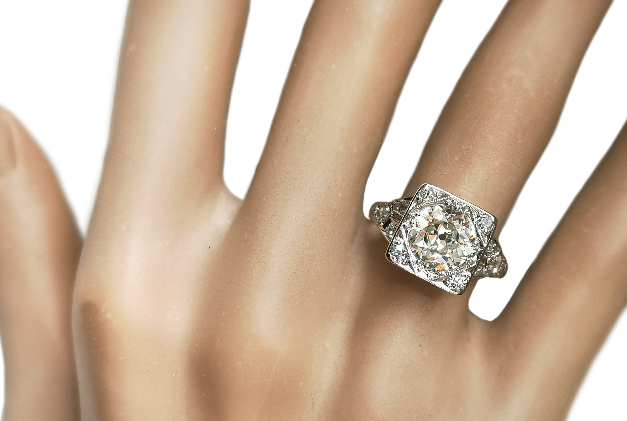 Antique Art Deco 1.44ct Old European Cut Diamond Engagement Ring
