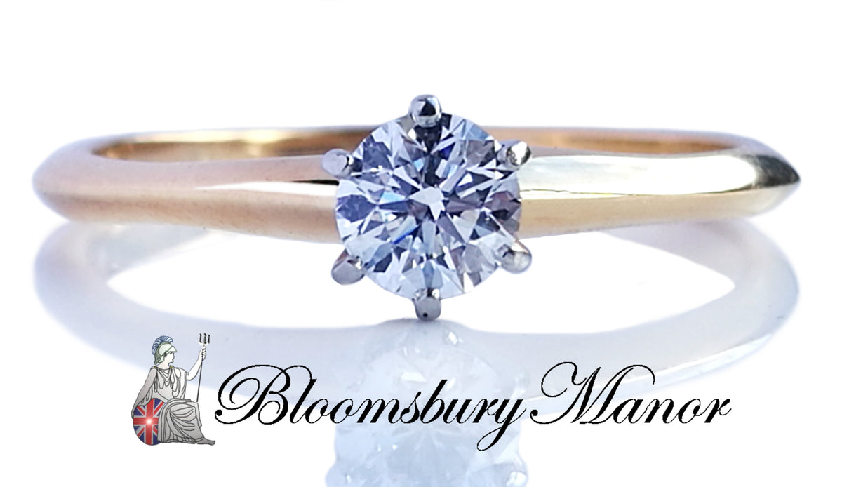Tiffany & Co .23ct Round Brilliant Diamond Engagement Ring SZ J 1/2