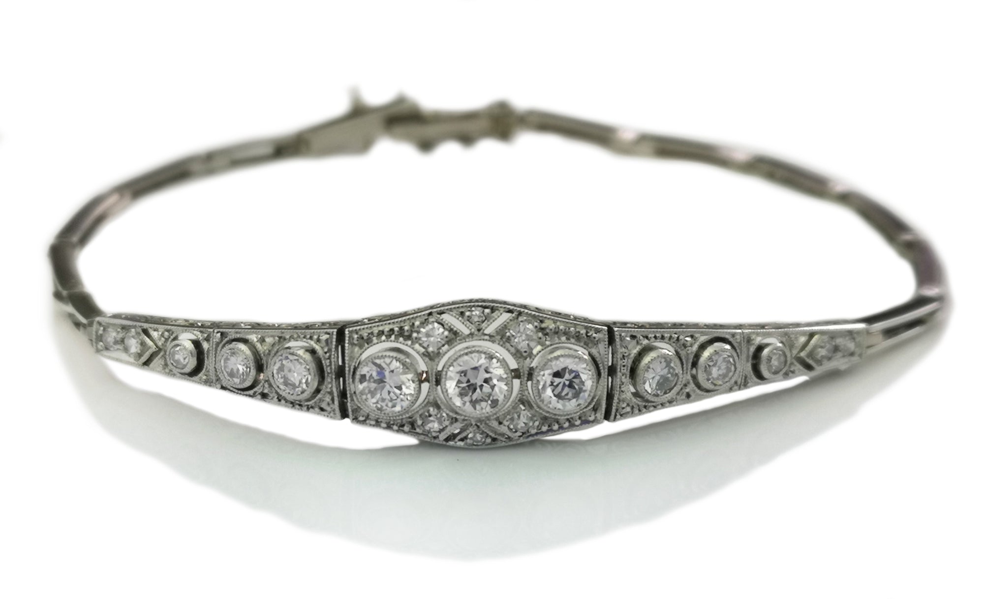 Edwardian 1.07ct Old Cut Diamond Bracelet 6.25in