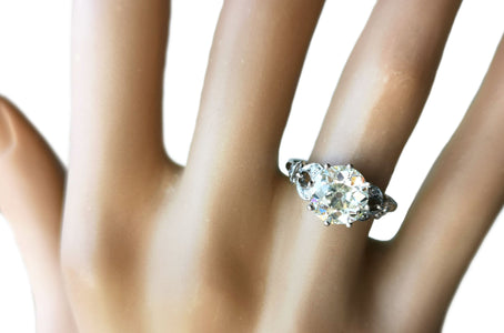 Original Art Deco Old Cut 2.05ct N/VS2 Round Diamond Engagement Ring GIA on finger