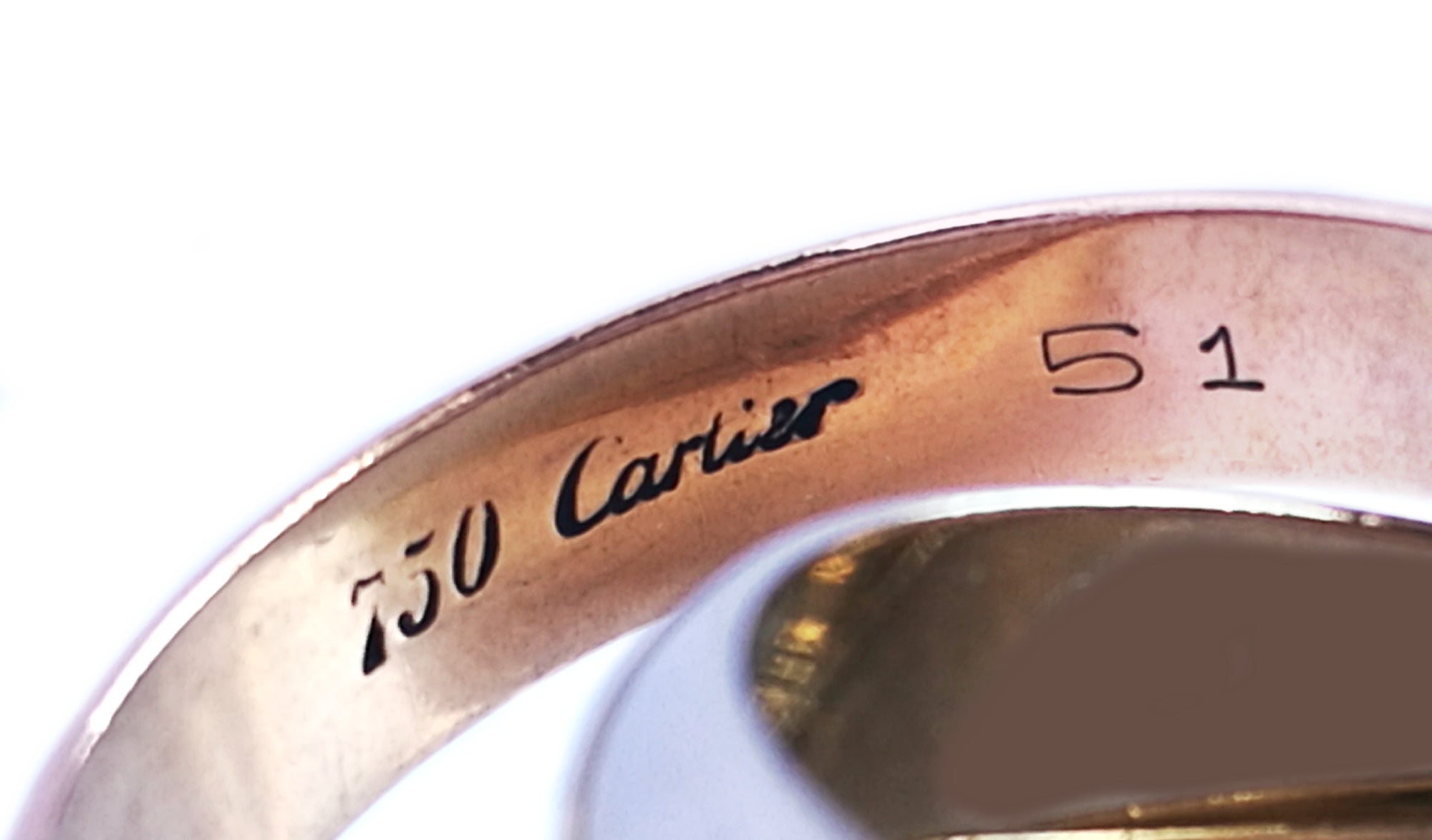 Cartier Wide White, Yellow, Rose Gold Trinity Rolling Ring SZ 51