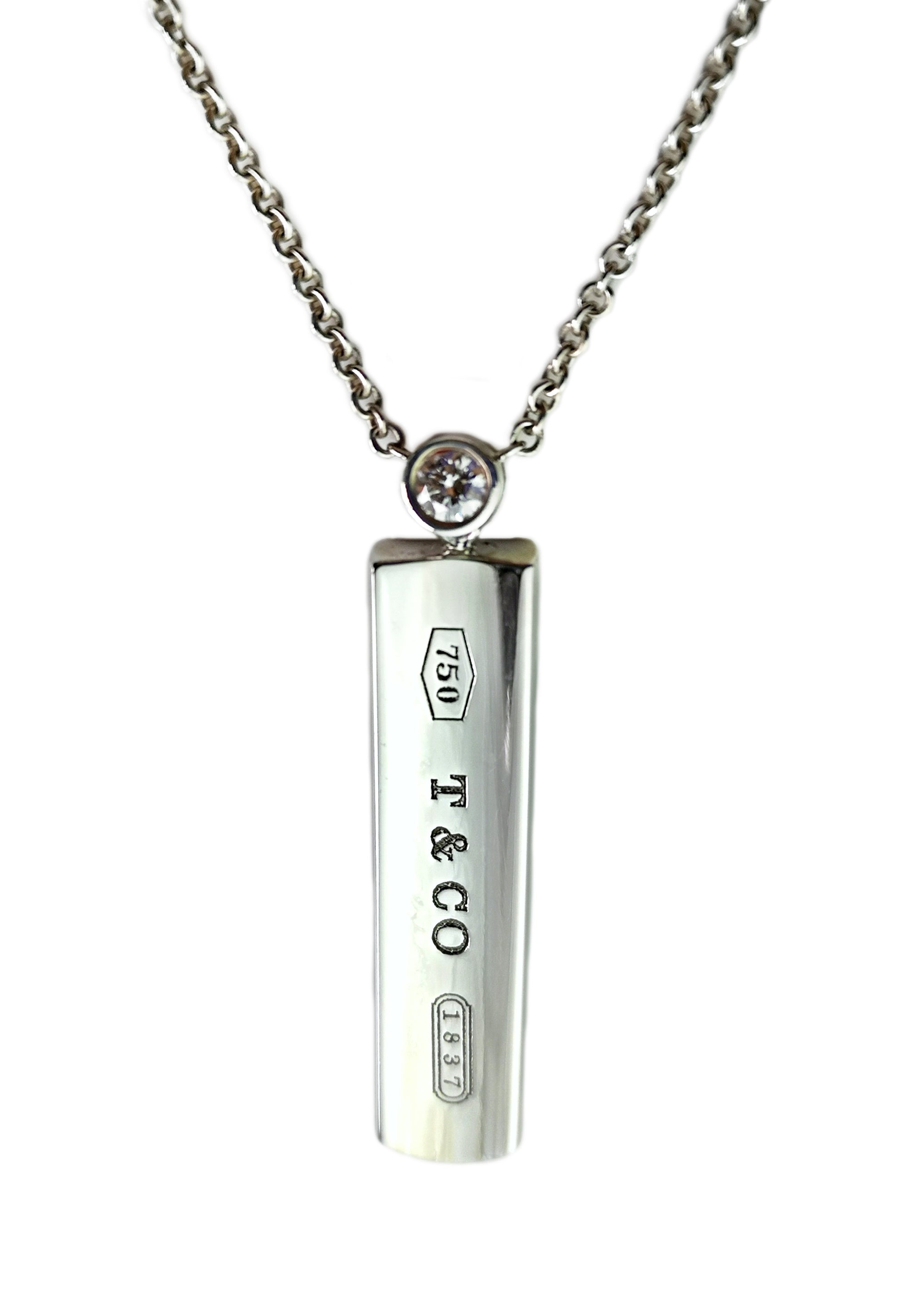 Tiffany & Co. 1837 Diamond Pendant Necklace, 18 inch chain