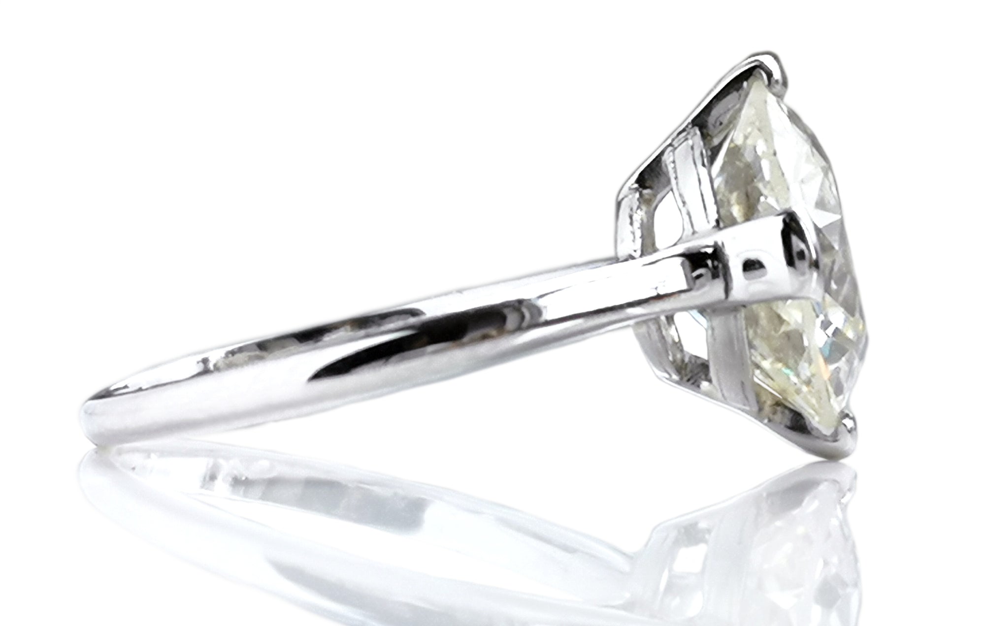 Art Deco 3.75ct M/VS2 Old European Brilliant Cut Diamond Engagement Ring, side profile