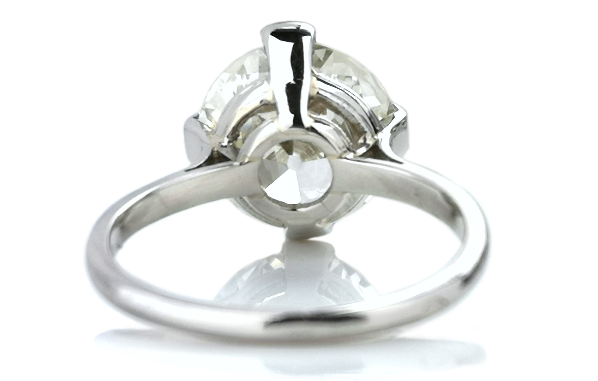  Art Deco 3.75ct M/VS2 Old European Brilliant Cut Diamond Engagement Ring, reverse view