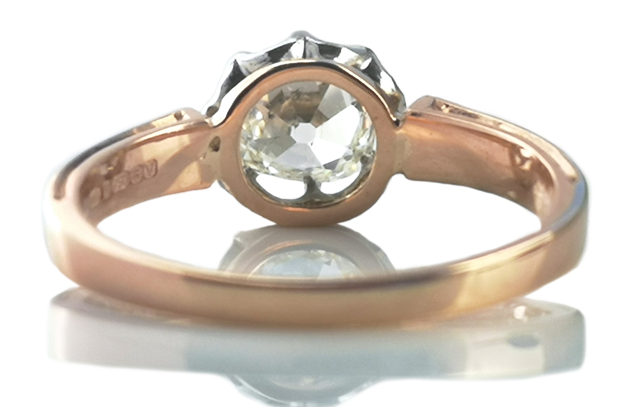 Antique Old Mine Cut .75ct Diamond 18k Rose Gold Engagement Ring SZ L