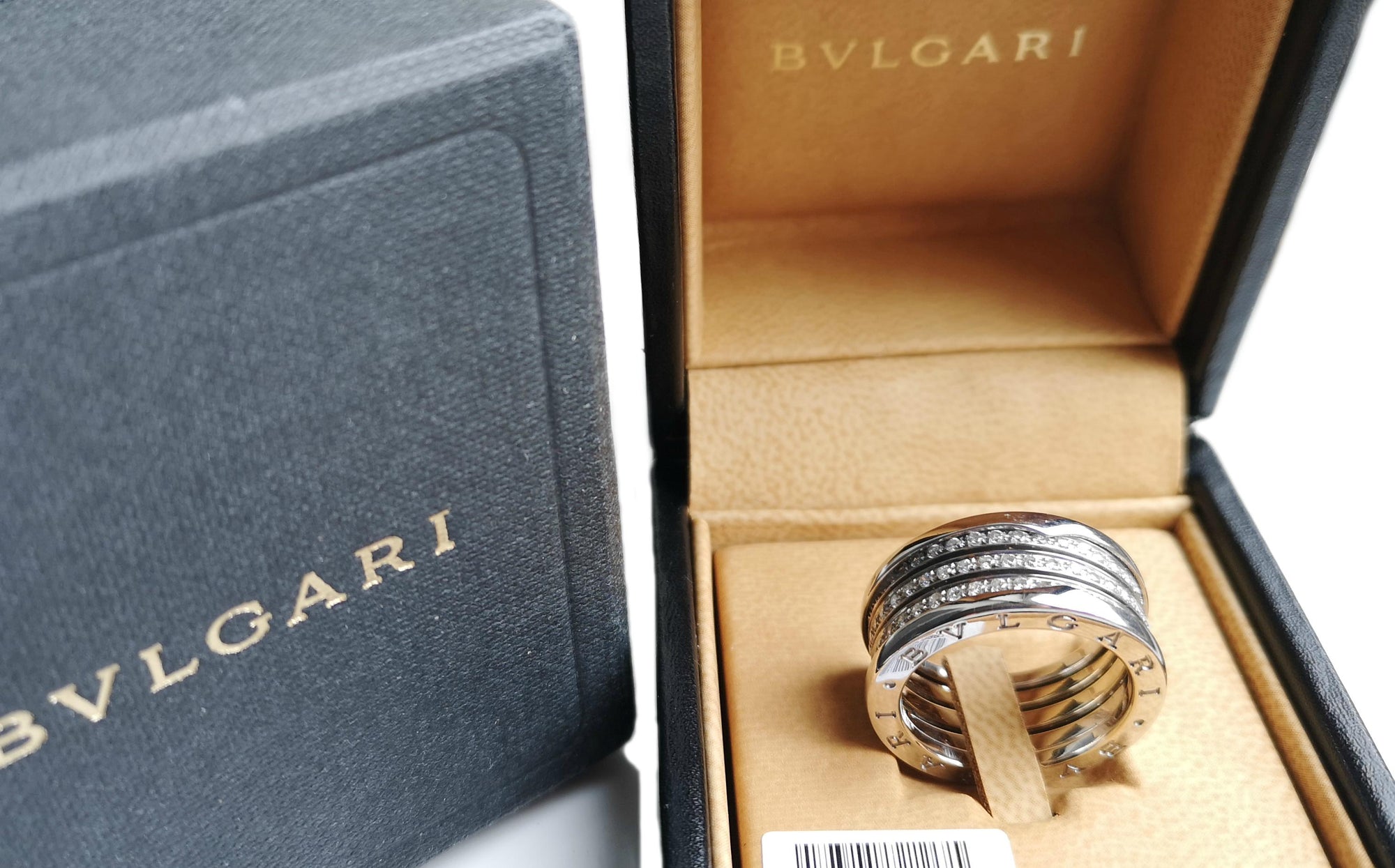 Bulgari Bvlgari 18K White Gold & Diamond 4-Band B.Zero1 Ring, Size 59
