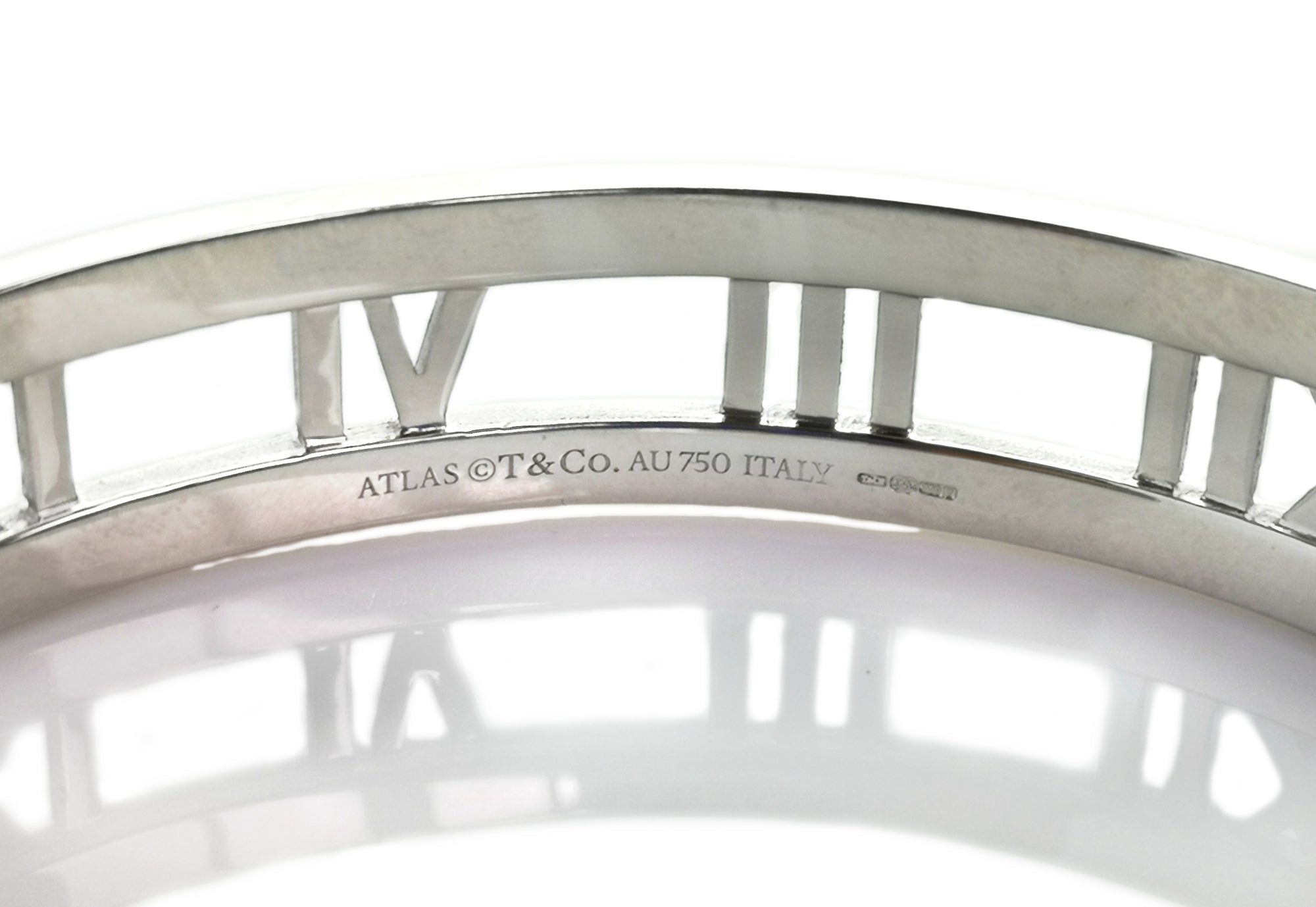 Tiffany Atlas Open Hinged Diamond Bracelet Bangle 18k White Gold