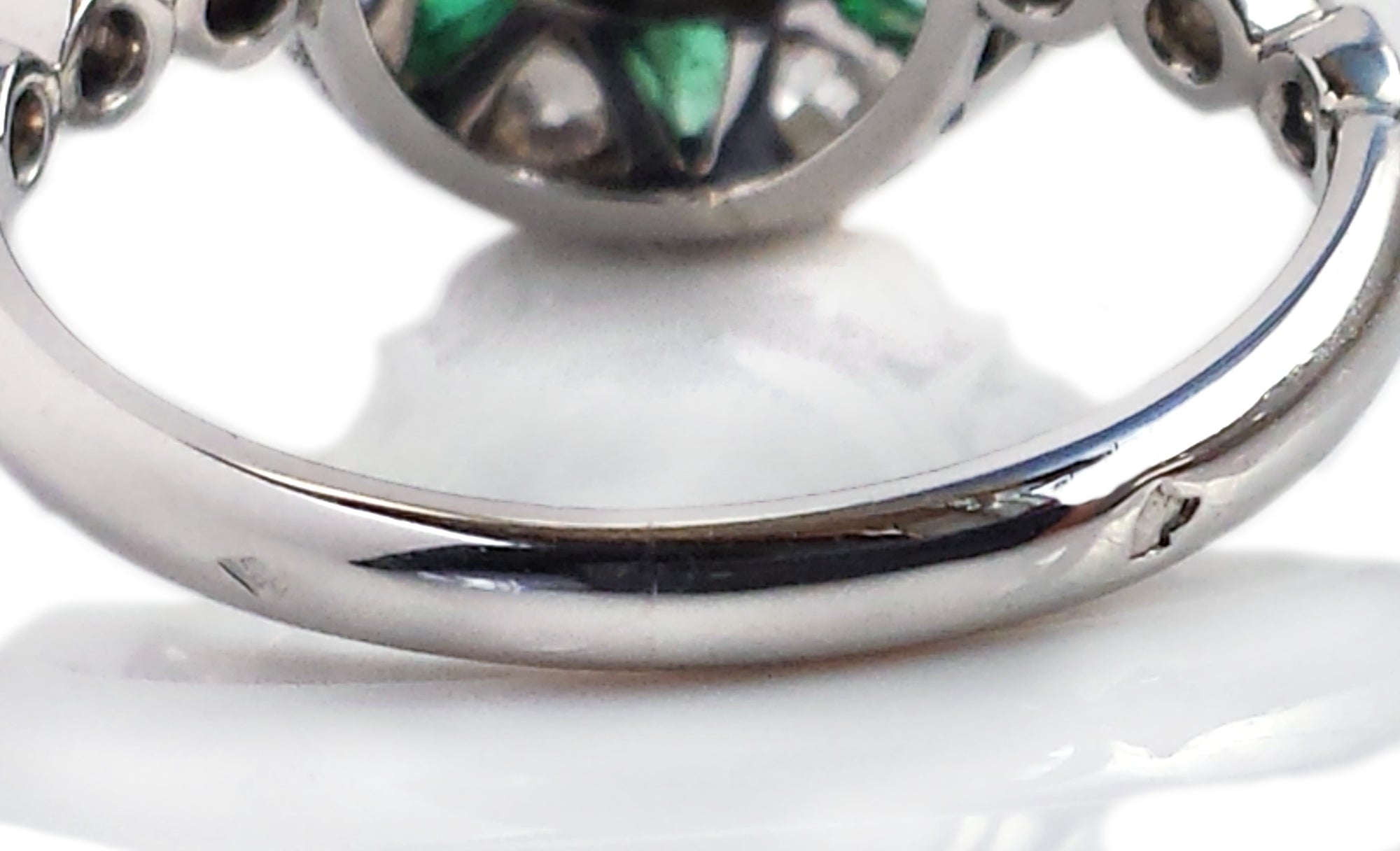 Art Deco 3.05tcw N/VS1 Old European Cut Diamond & Emerald Engagement Ring