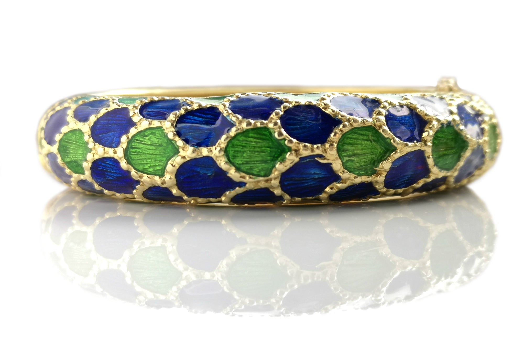 1960s Tiffany & Co Blue Green Enamel Bangle Bracelet