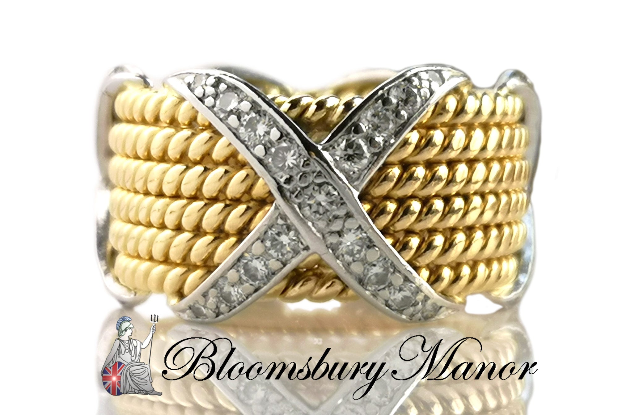 Tiffany & Co. Schlumberger 0.77ct Diamond Rope 6-Row X Ring