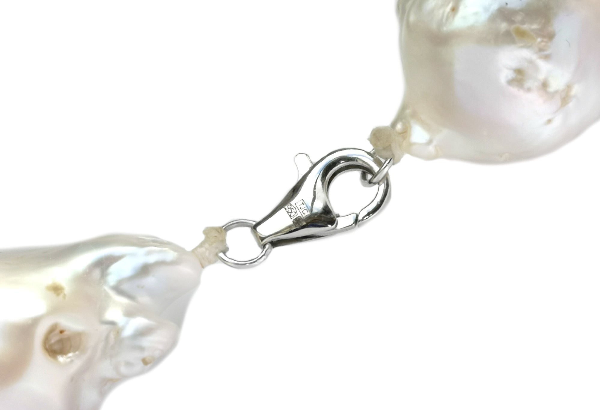 Huge Baroque Pearl 19-35mm Hand Knotted Necklace Platinum Clasp