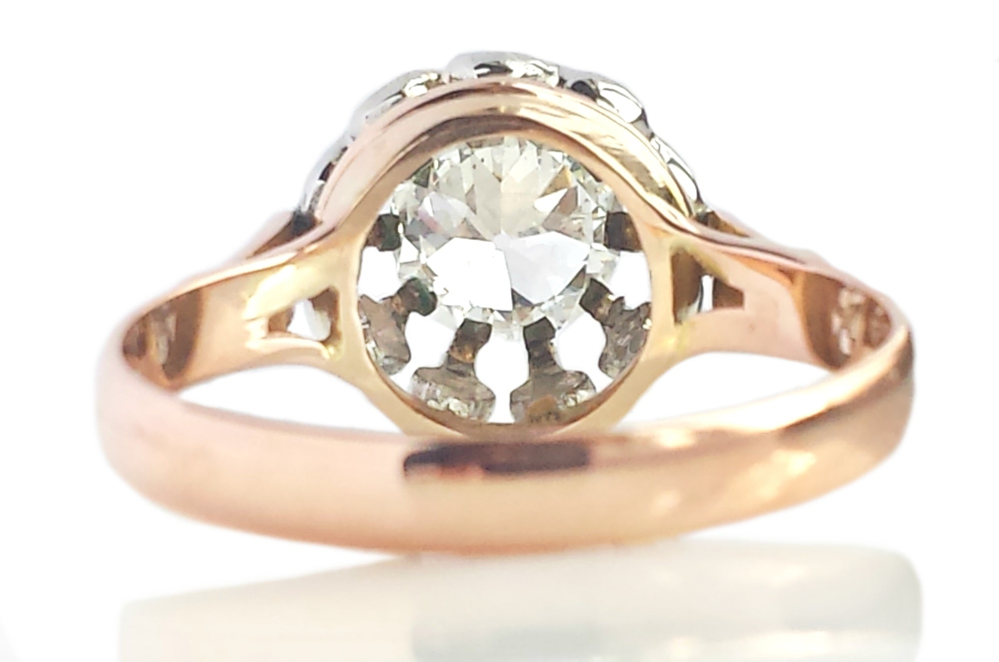 Antique French 0.78ct Old Cut Diamond Rose Gold Engagement Ring