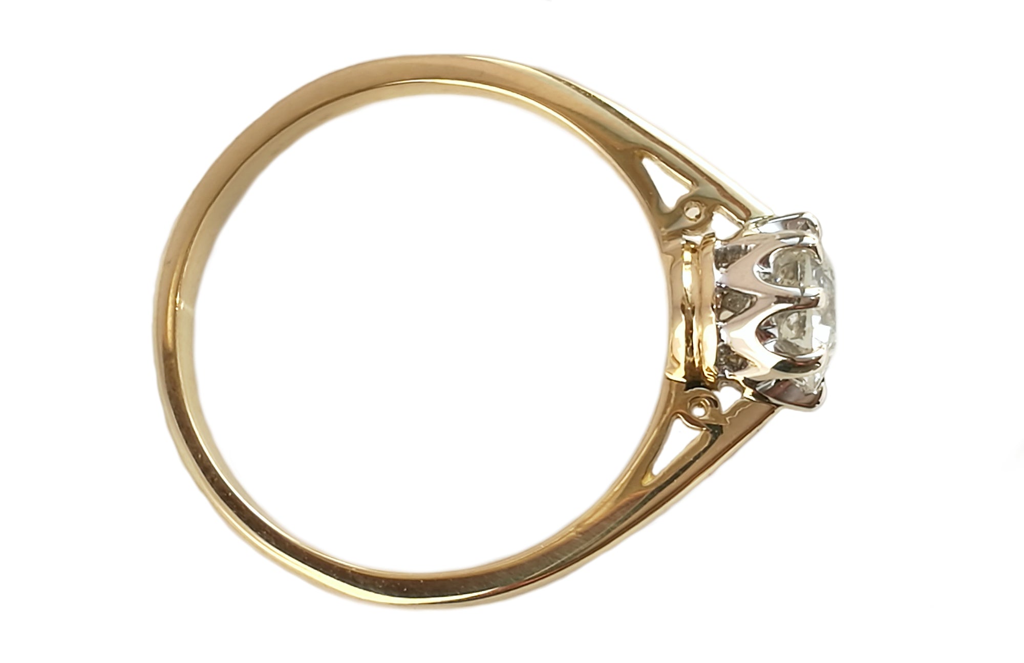 Antique 0.75ct Old Cut Round Diamond Engagement Ring in 18k Gold