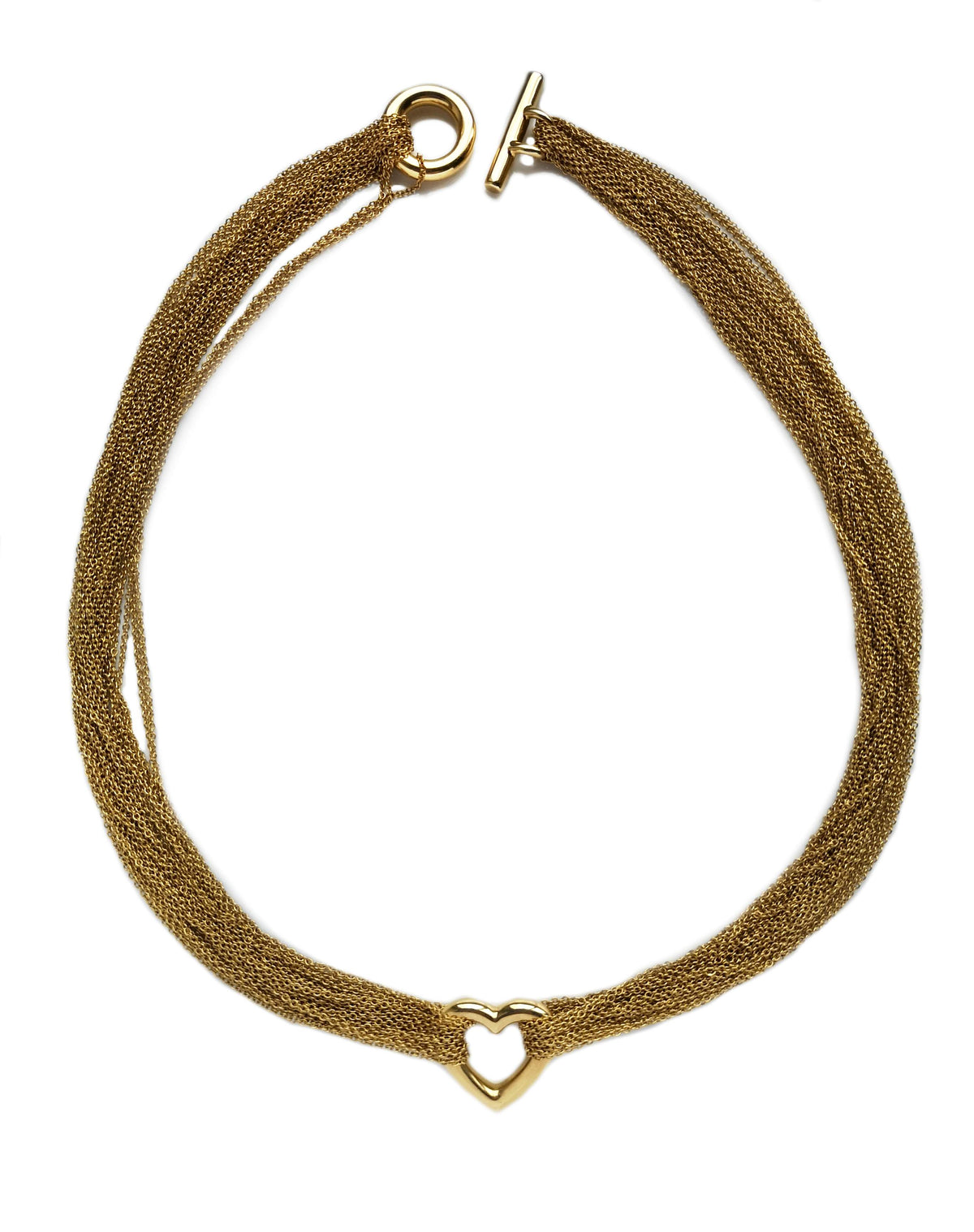 Tiffany & Co 18k Yellow Gold Heart Multi Strand Necklace 